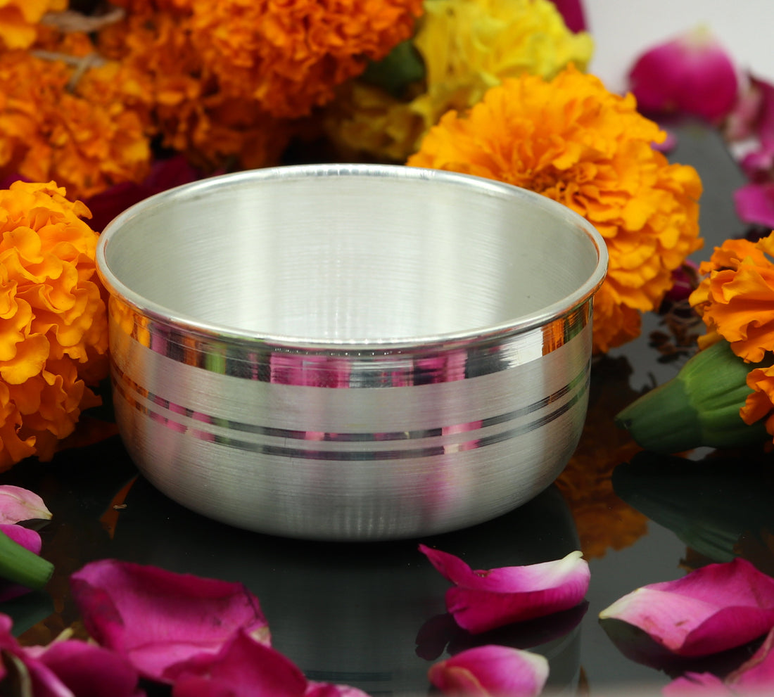 999 pure sterling silver handmade solid silver bowl kitchen utensils, vessels, silver has antibacterial properties, keep stay healthy sv55 - TRIBAL ORNAMENTS