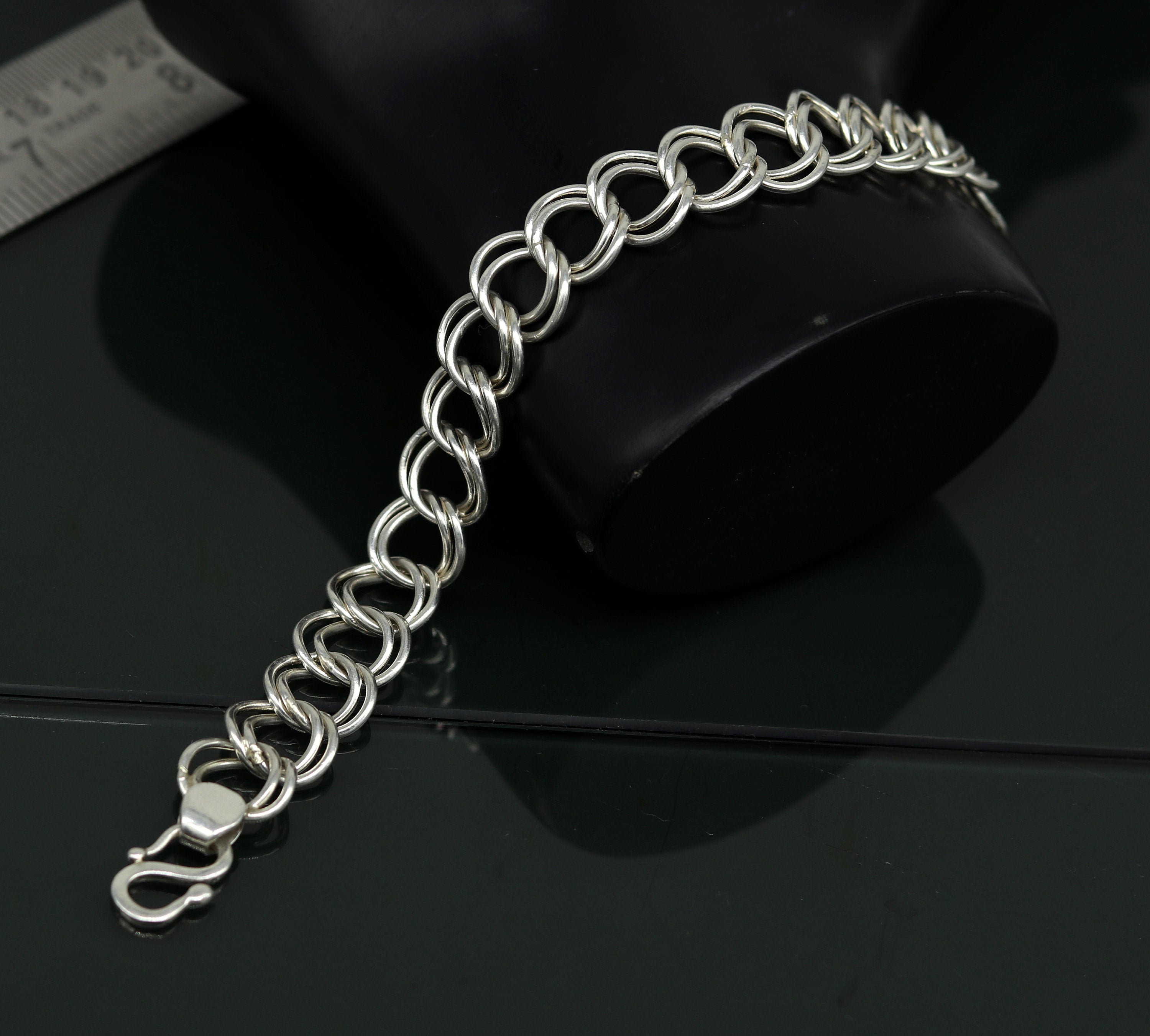 Amazon.com: Sterling Silver Double Link Charm Bracelet 11 mm Very Large  Nickel Free Italy, 7/16 wide 7 inch: Clothing, Shoes & Jewelry