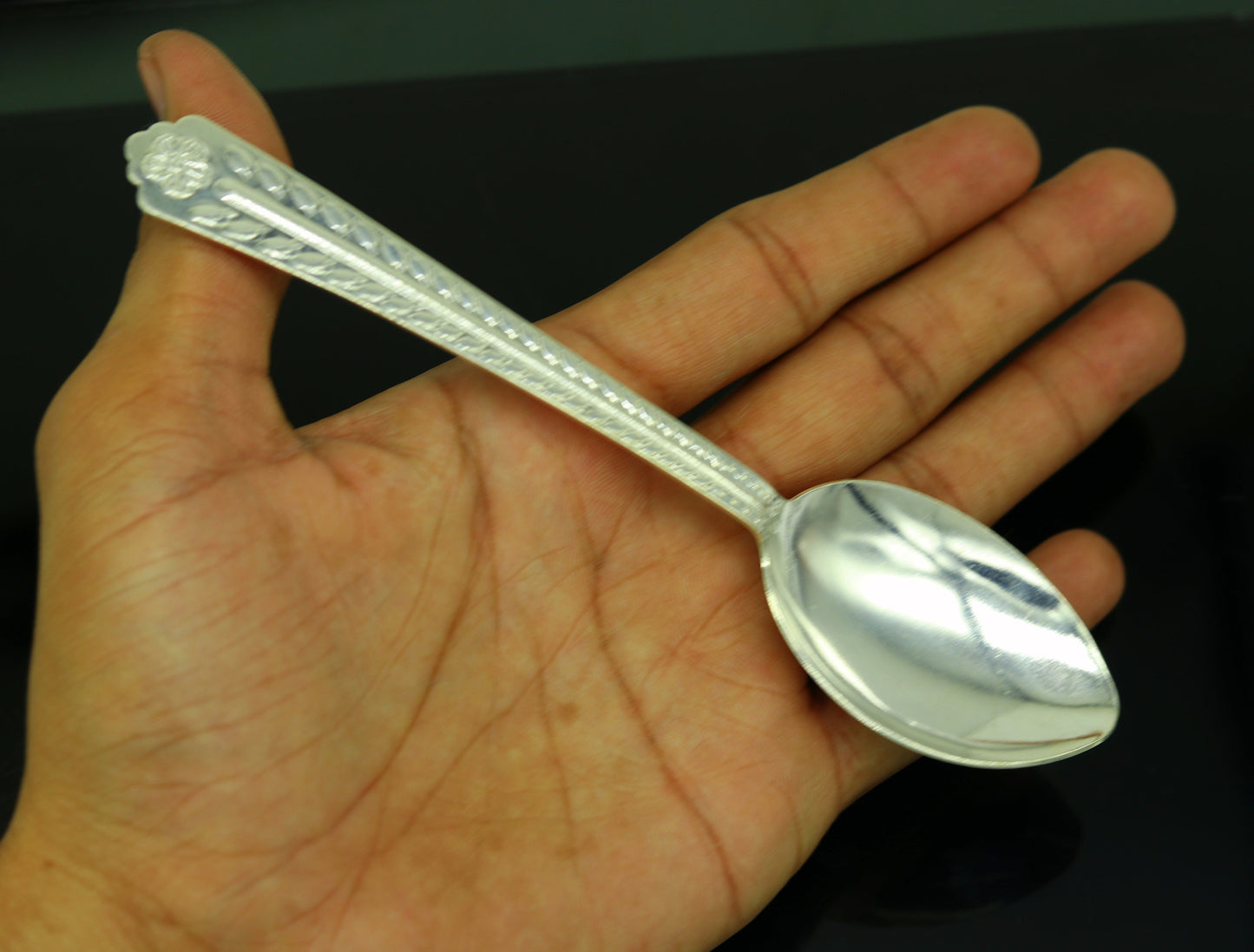 Pure sterling silver handmade solid silver 6" spoon kitchen utensils, vessels, silver has antibacterial properties, keep stay healthy sv58 - TRIBAL ORNAMENTS