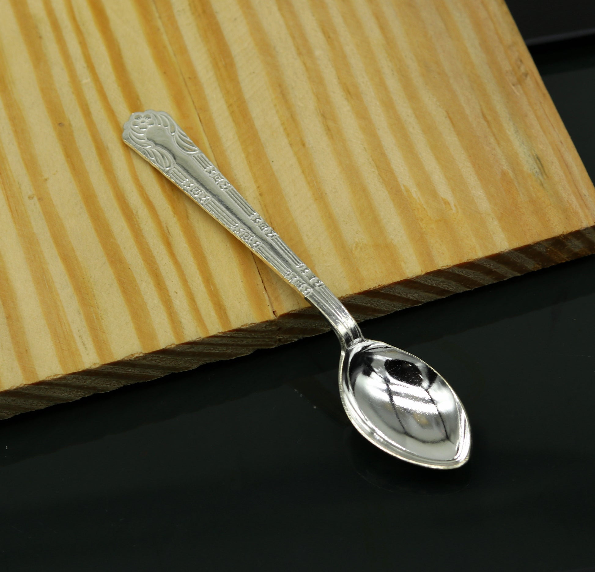 fabulous sterling silver handmade solid silver 5" spoon kitchen utensils, vessels, silver has antibacterial properties, stay healthy sv59 - TRIBAL ORNAMENTS