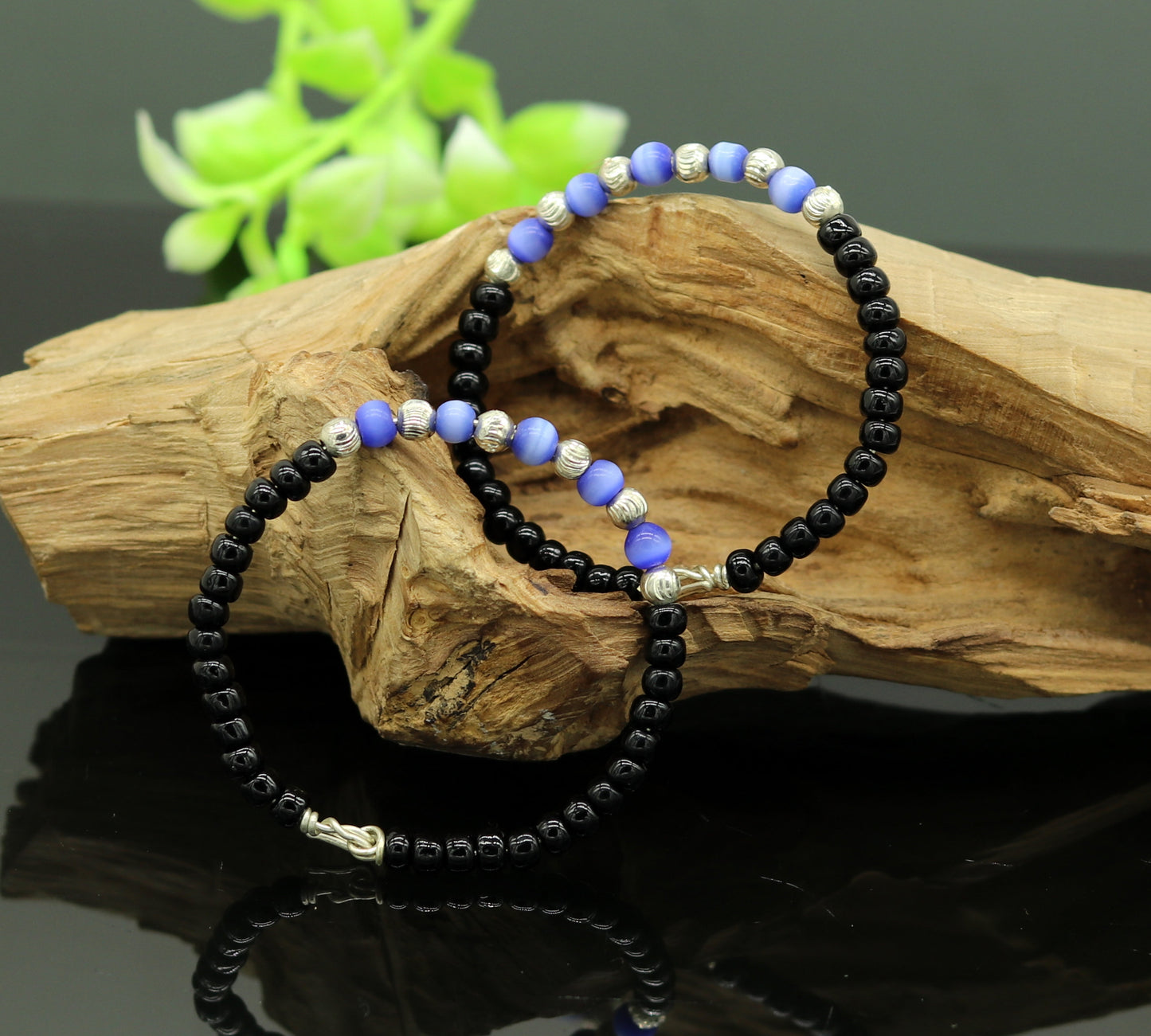 Handmade new born baby bangle black beads nazariya evil eye baby bracelet customized baby bracelet kada for gifting unisex kids  bbk57 - TRIBAL ORNAMENTS