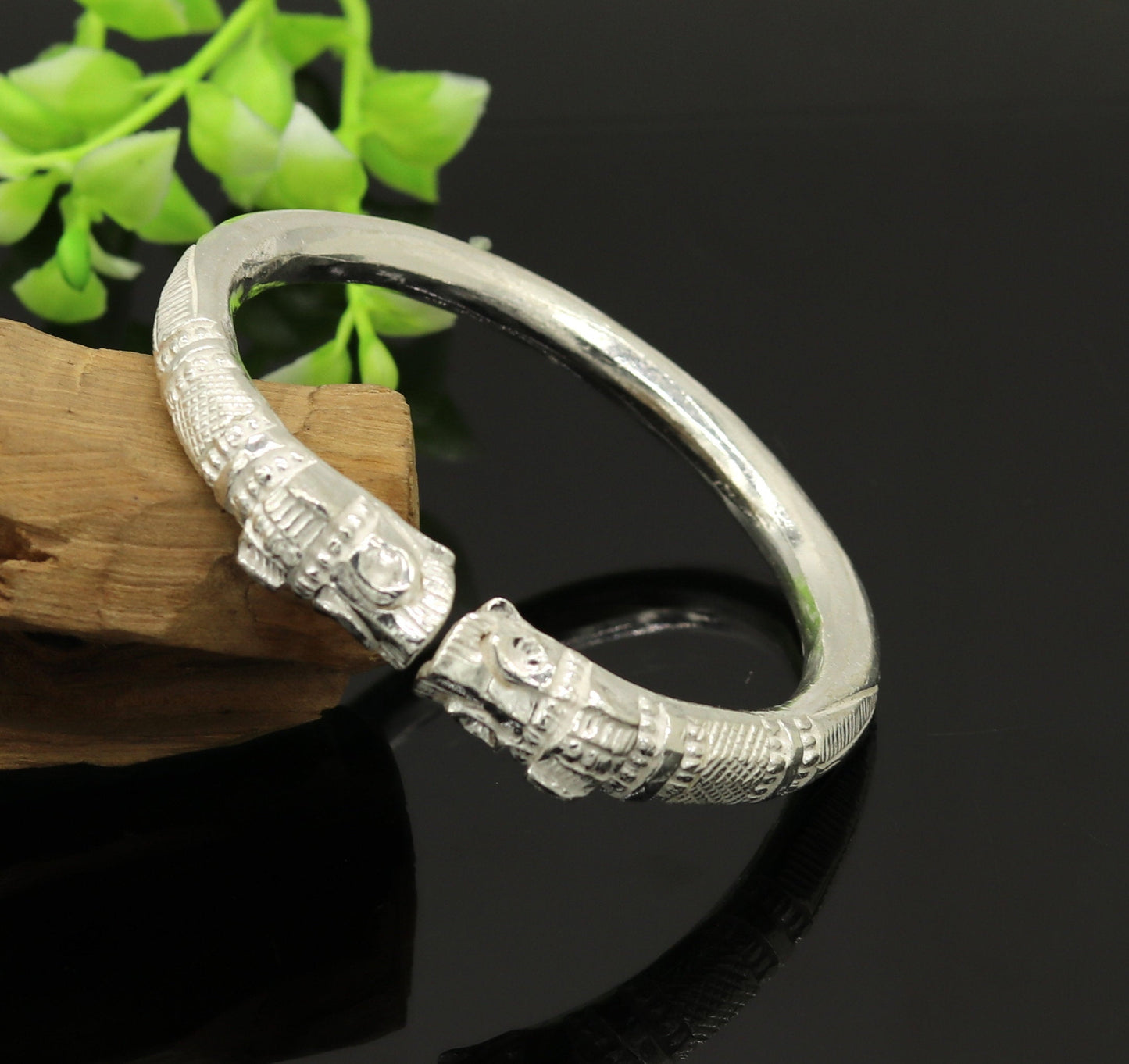Solid silver handcrafted vintage antique style gorgeous bangle bracelet kada, customized adjustable crocodile bracelet for men's  nssk241 - TRIBAL ORNAMENTS