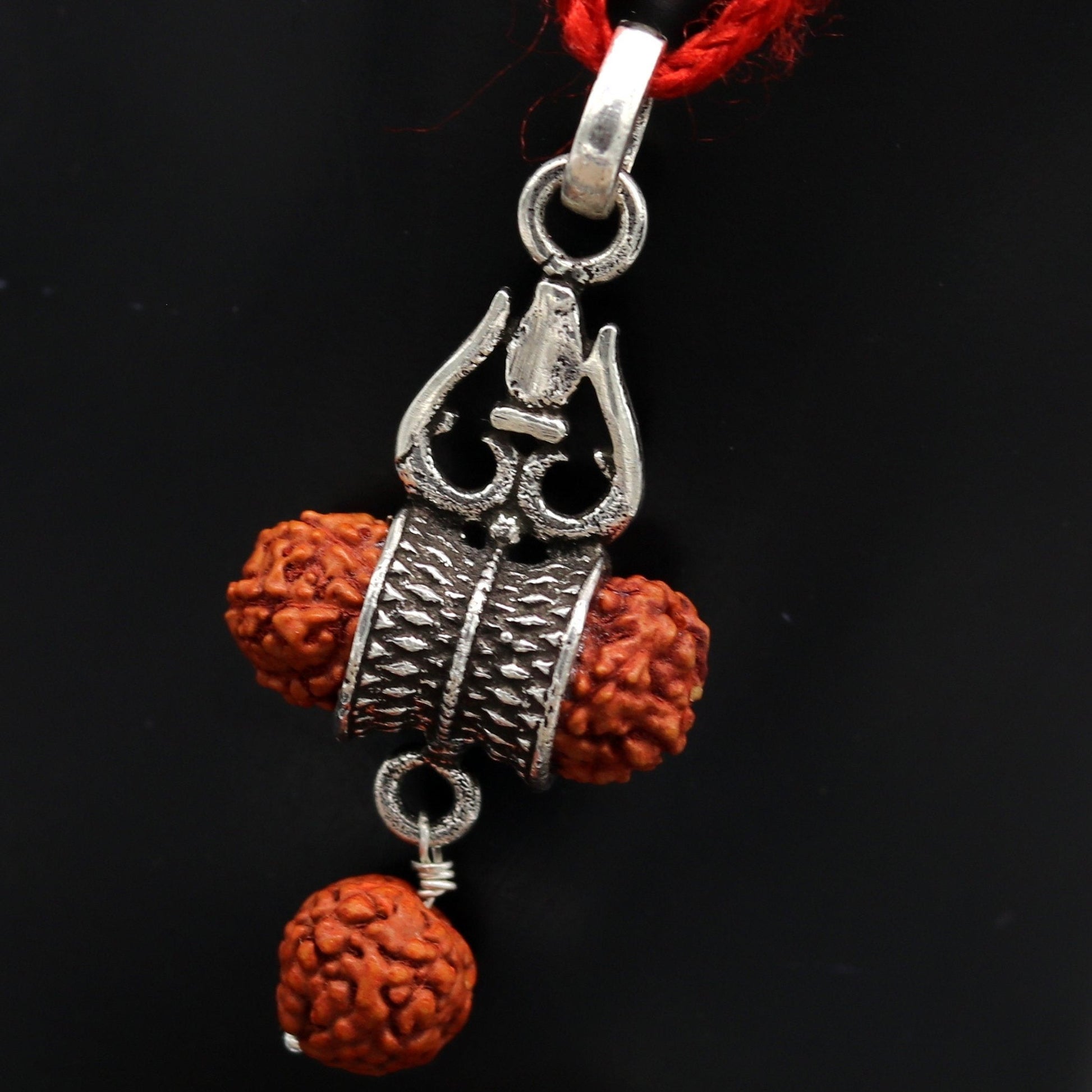 925 sterling silver lord shiva trident pendant, amazing customized Rudraksha oxidized tribal belly dance personalized jewelry ssp323 - TRIBAL ORNAMENTS