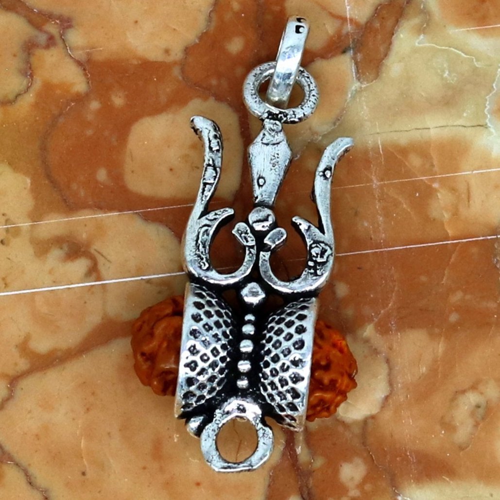 925 sterling silver lord shiva trident pendant, amazing customized Rudraksha trishul tribal belly dance personalized jewelry ssp324 - TRIBAL ORNAMENTS