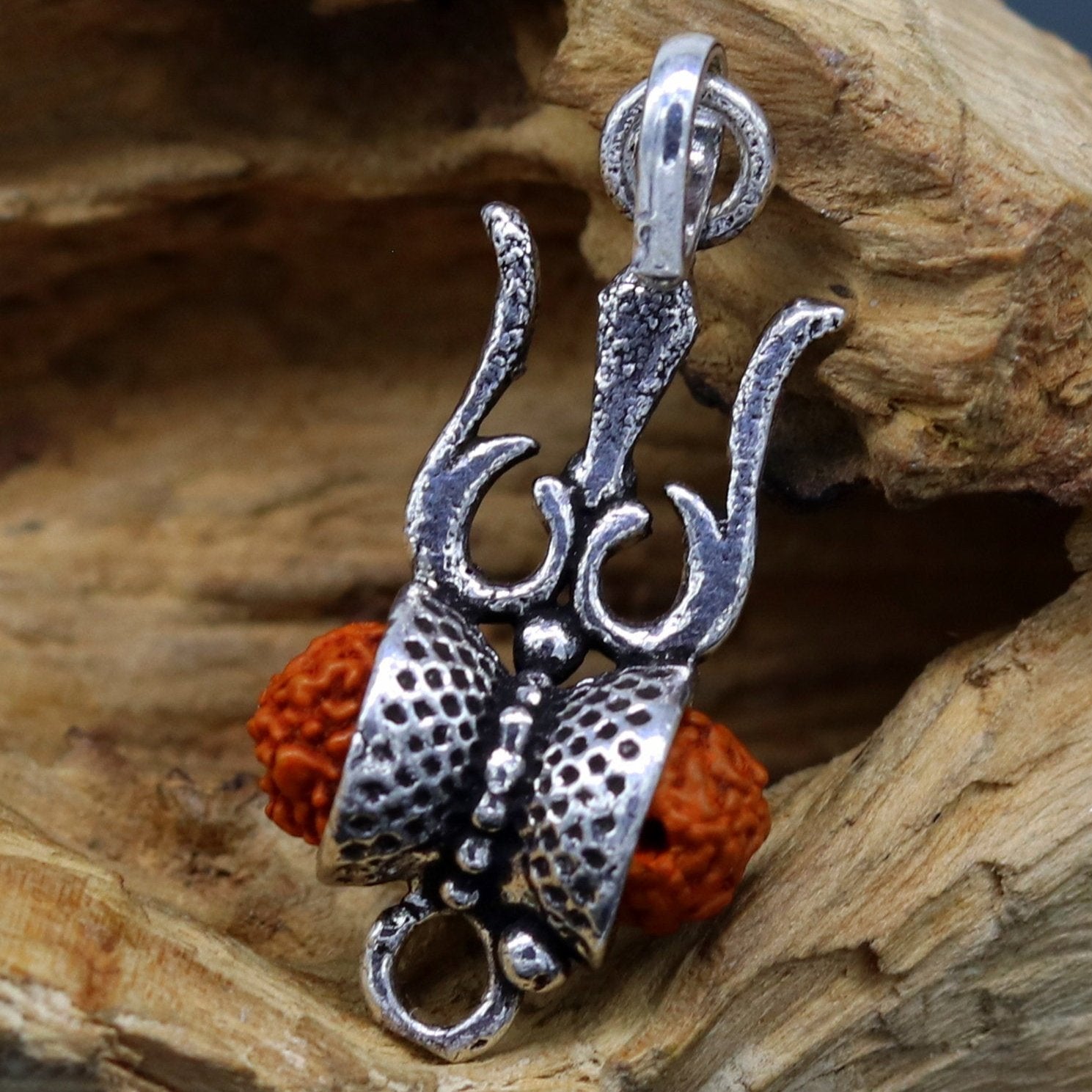 925 sterling silver lord shiva trident pendant, amazing customized Rudraksha trishul tribal belly dance personalized jewelry ssp324 - TRIBAL ORNAMENTS