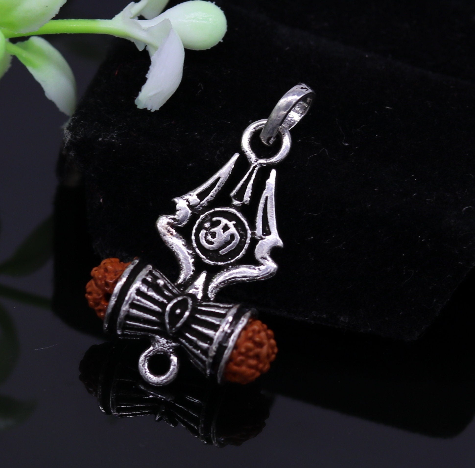925 sterling silver lord shiva trident pendant, amazing customized Rudraksha trishul tribal belly dance personalized jewelry ssp322 - TRIBAL ORNAMENTS
