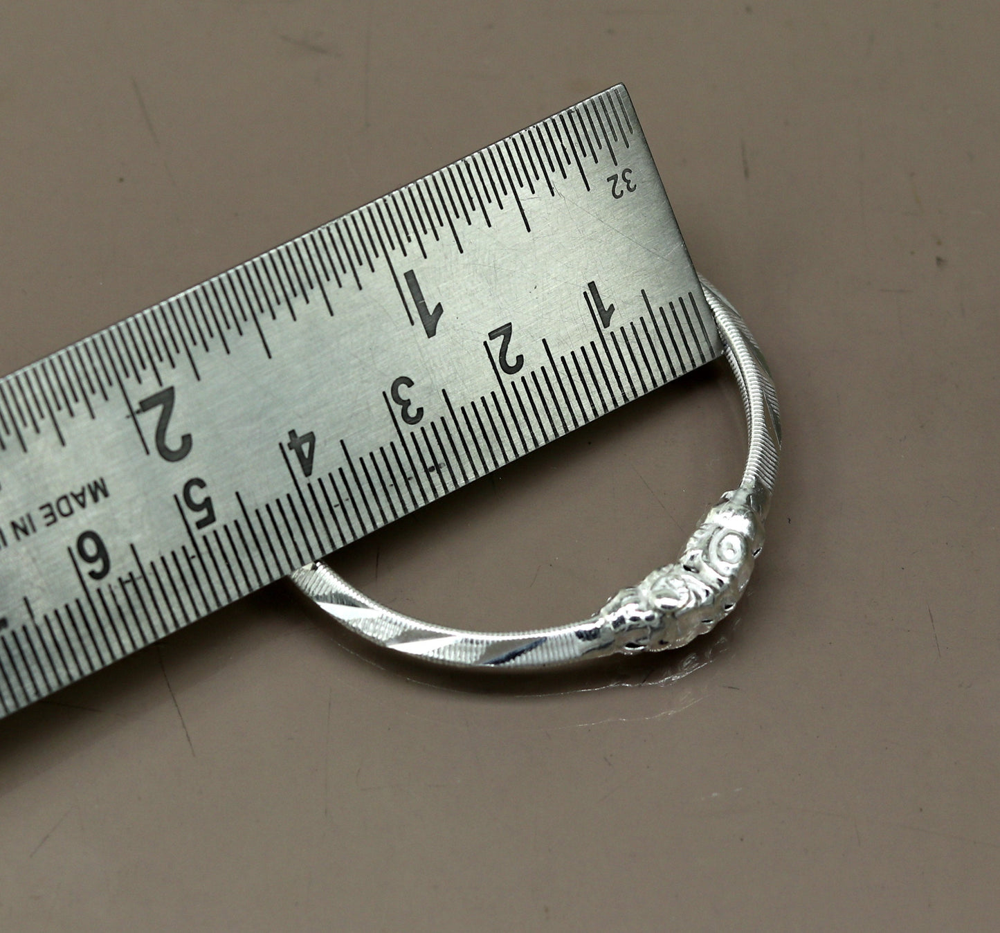 3.5mm Solid sterling silver gorgeous baby bangle bracelet kada, faublous customized bangle kada bracelet for kids gifting nbbk104 - TRIBAL ORNAMENTS