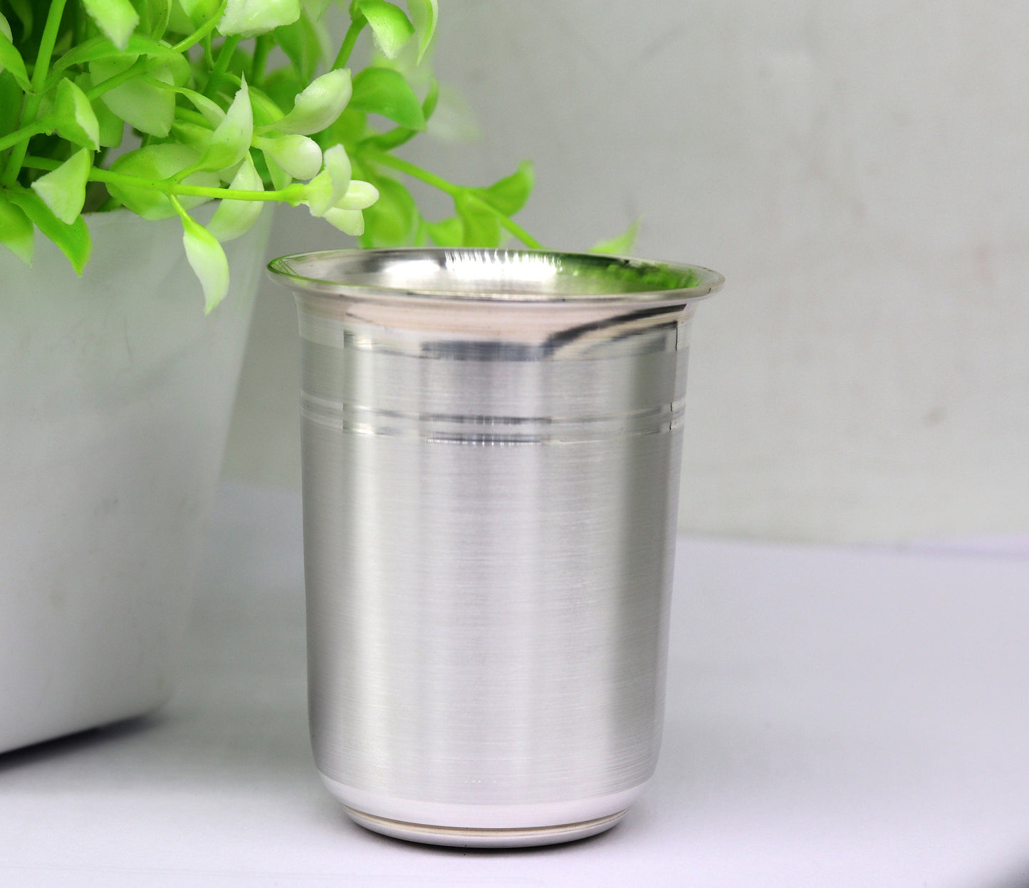 999 Fine silver handmade solid water milk tumbler glass, bowl , flask. baby water tumbler for stay healthy, silver vessels ,utensils sv77 - TRIBAL ORNAMENTS