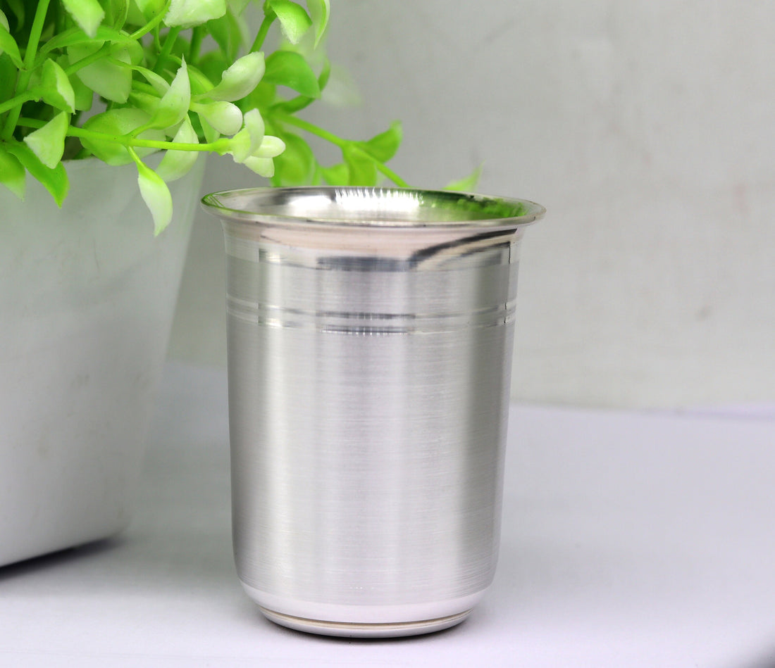 999 Fine silver handmade solid water milk tumbler glass, flask. baby water tumbler for stay healthy, silver utensils for rice ceremony sv77 - TRIBAL ORNAMENTS