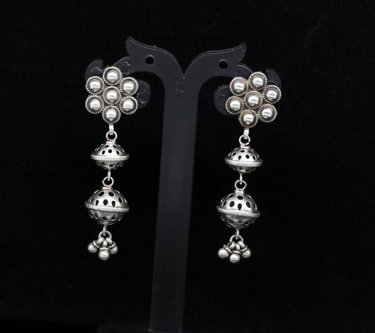925 sterling silver handmade gorgeous customized vintage antique style drop dangle peacock stud earring tribal belly dance jewelry ear474 - TRIBAL ORNAMENTS