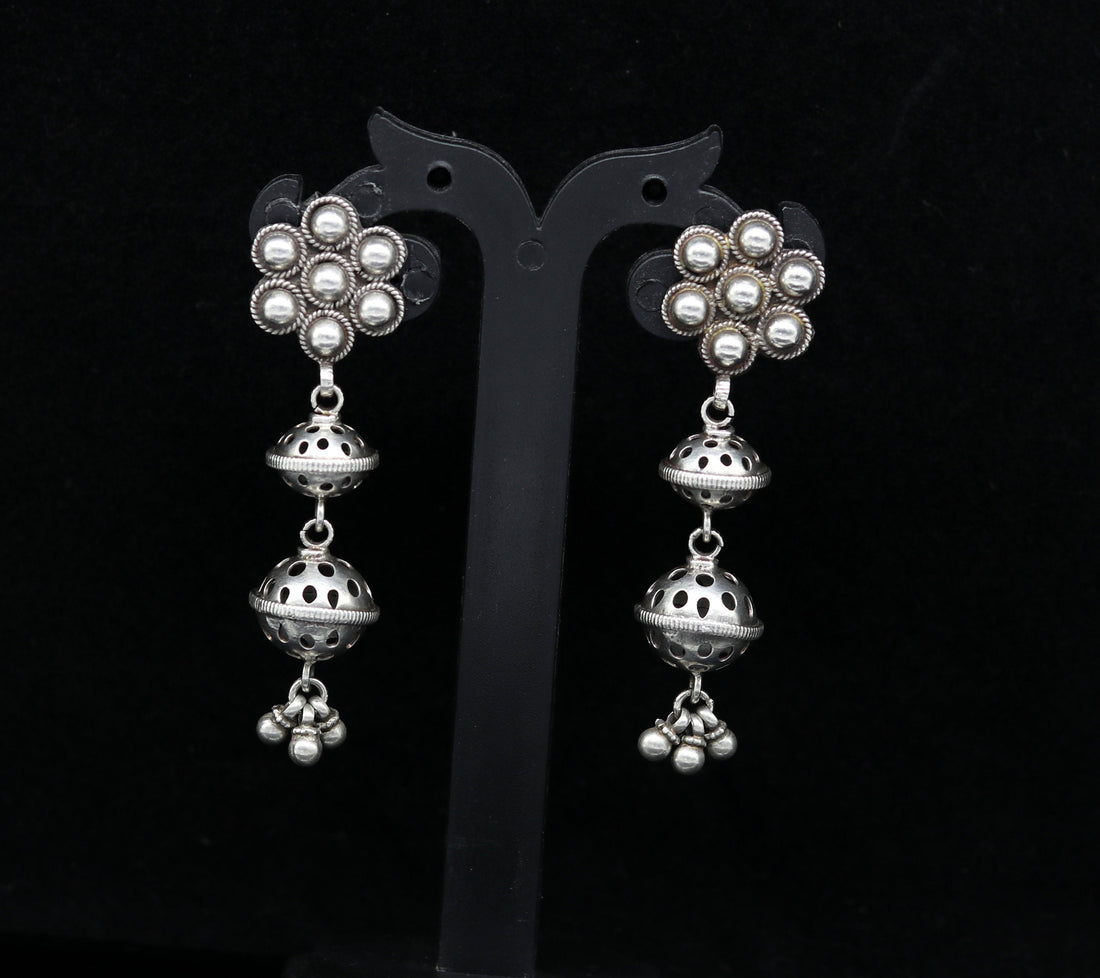 Amazing 925 sterling silver handmade customized vintage antique style drop dangle peacock stud earring tribal belly dance jewelry ear475 - TRIBAL ORNAMENTS