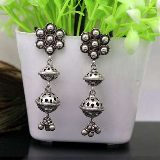 Amazing 925 sterling silver handmade customized vintage antique style drop dangle peacock stud earring tribal belly dance jewelry ear475 - TRIBAL ORNAMENTS