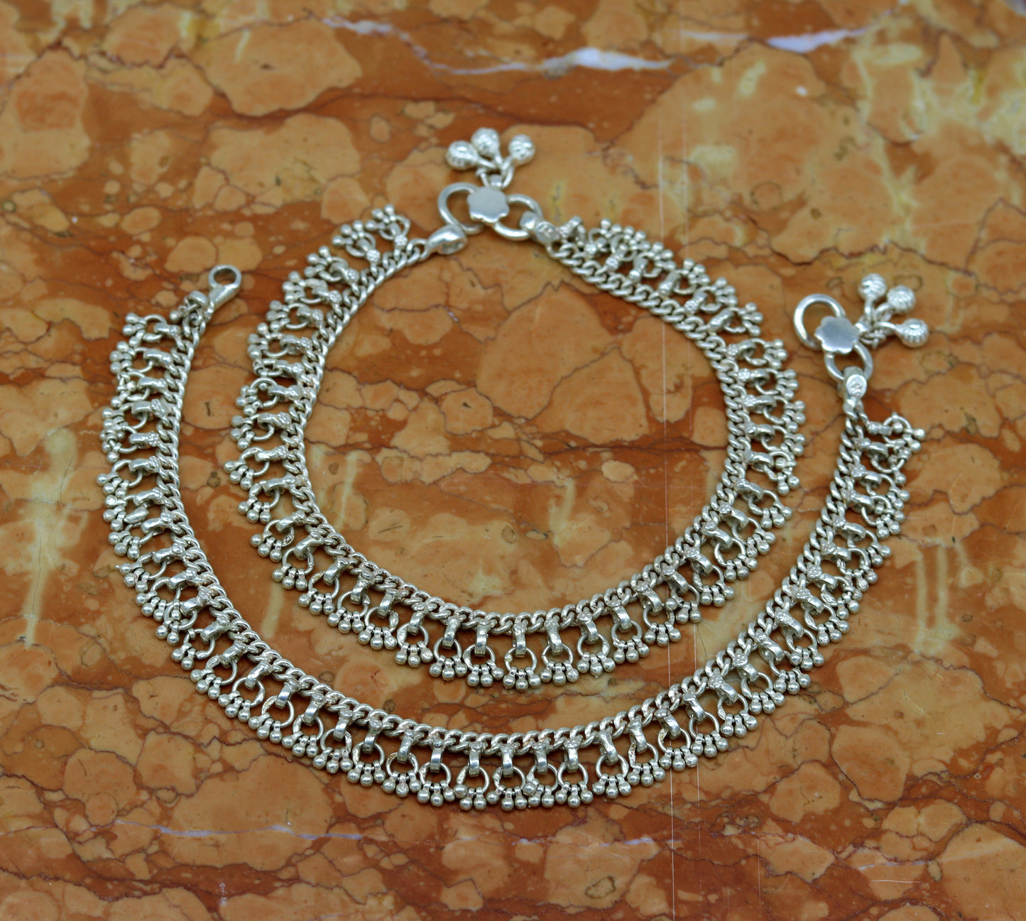 Solid sterling silver handmade vintage antique old used anklets ,amazing ethnic tribal ankle jewelry belly dance jewelry anko45 - TRIBAL ORNAMENTS