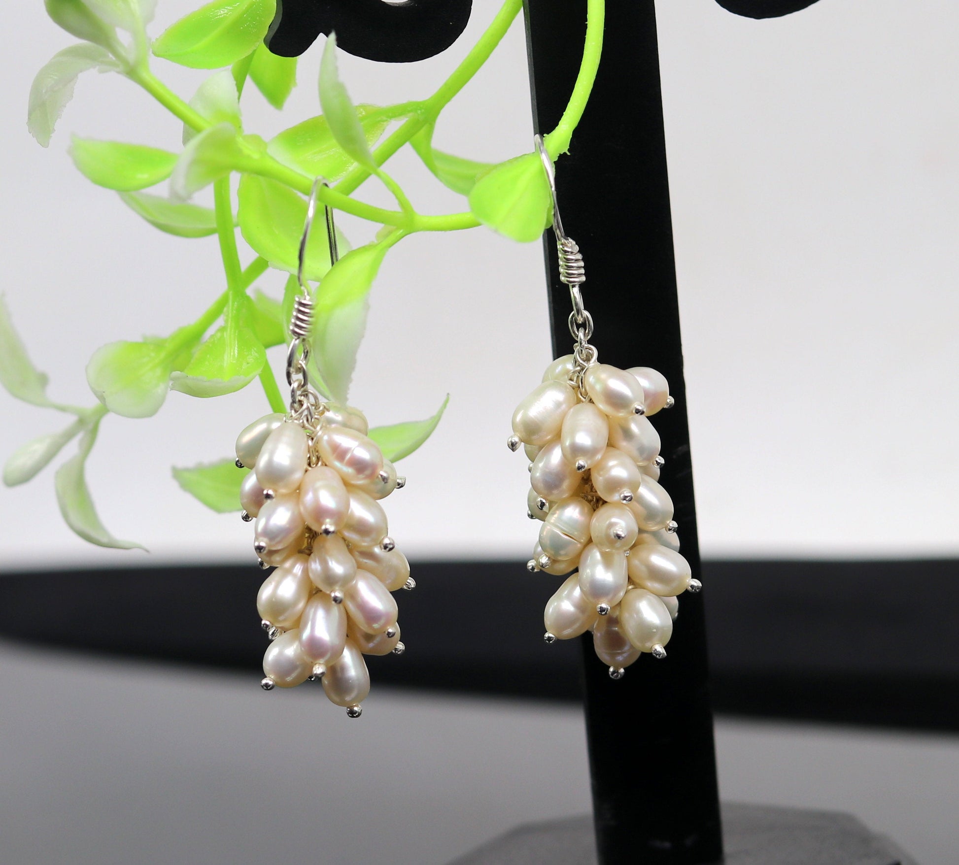 925 sterling silver handmade hoops earring, fabulous tiny fresh water pearl earring. amazing customized bridesmaid pearl earring ear479 - TRIBAL ORNAMENTS