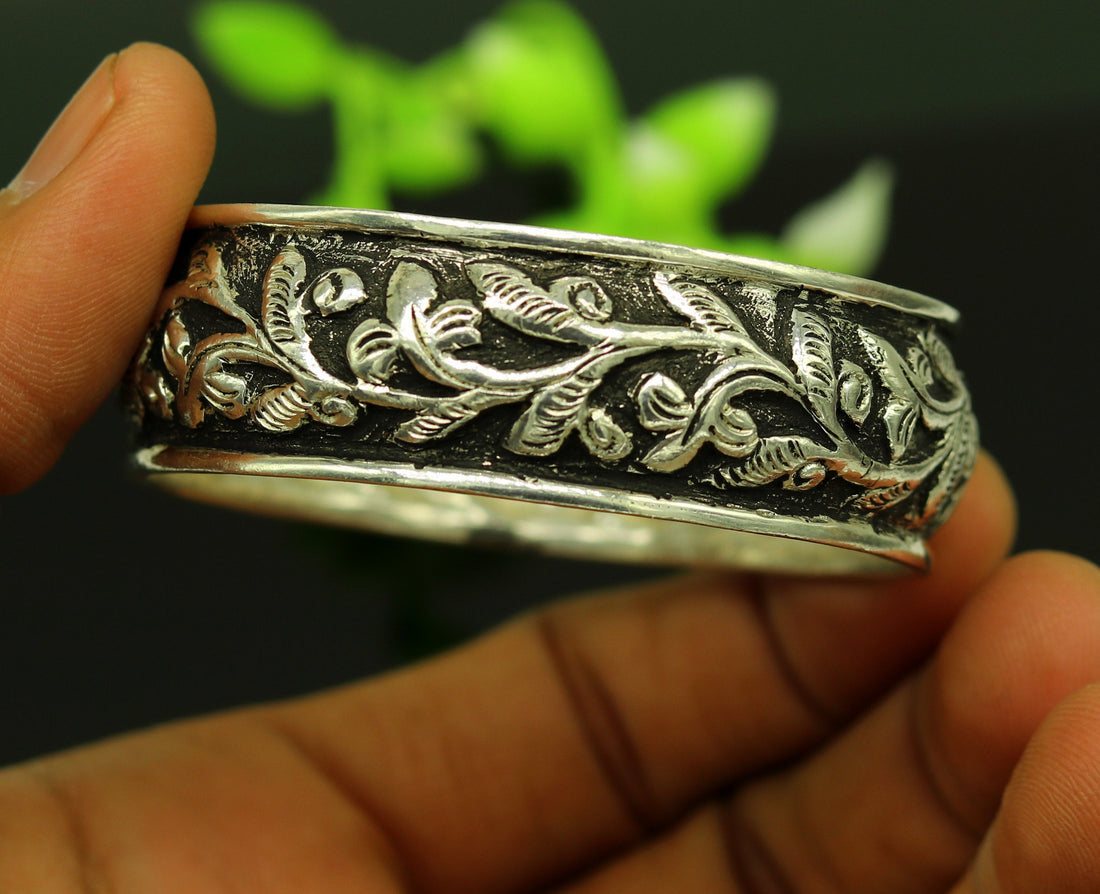 925 sterling silver handmade vintage customized design chitai work brides maid bangle bracelet gifting personalized tribal jewelry nssk255 - TRIBAL ORNAMENTS