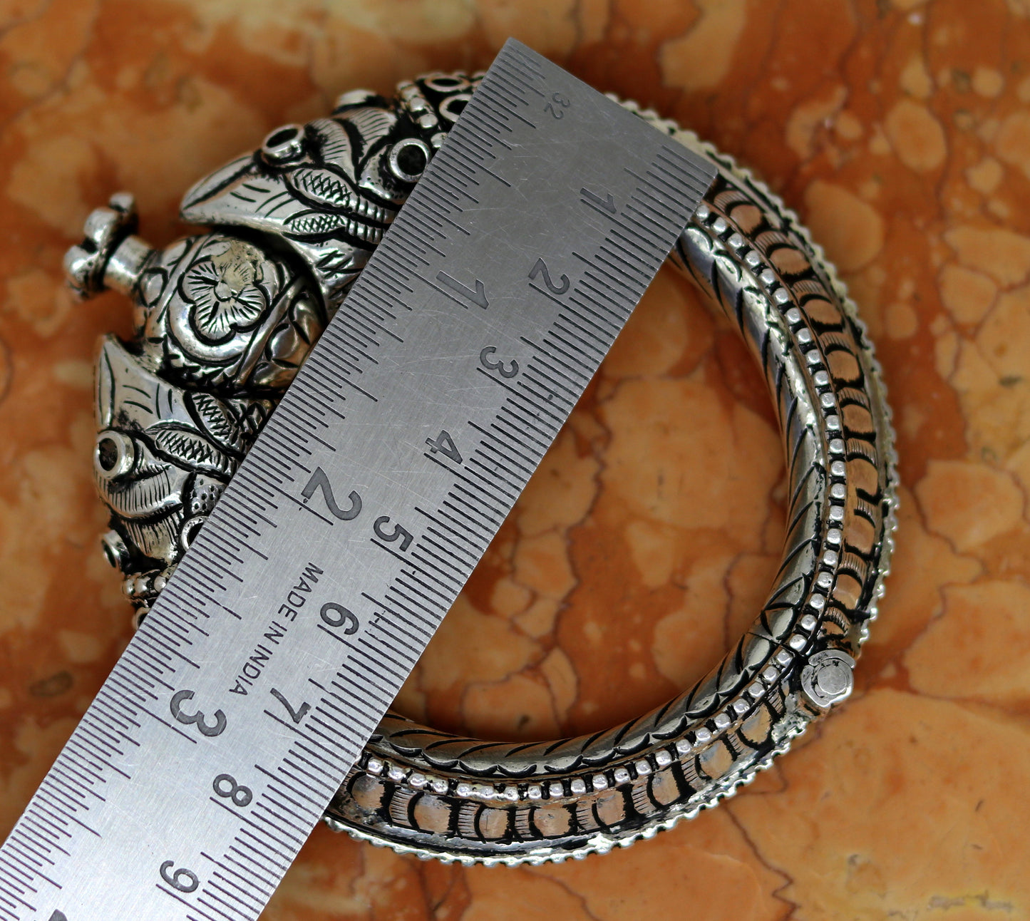925 sterling silver handmade chitai work crocodile fabulous handcrafted work vintage bangle bracelet kada, bridesmaid gifting nssk260 - TRIBAL ORNAMENTS