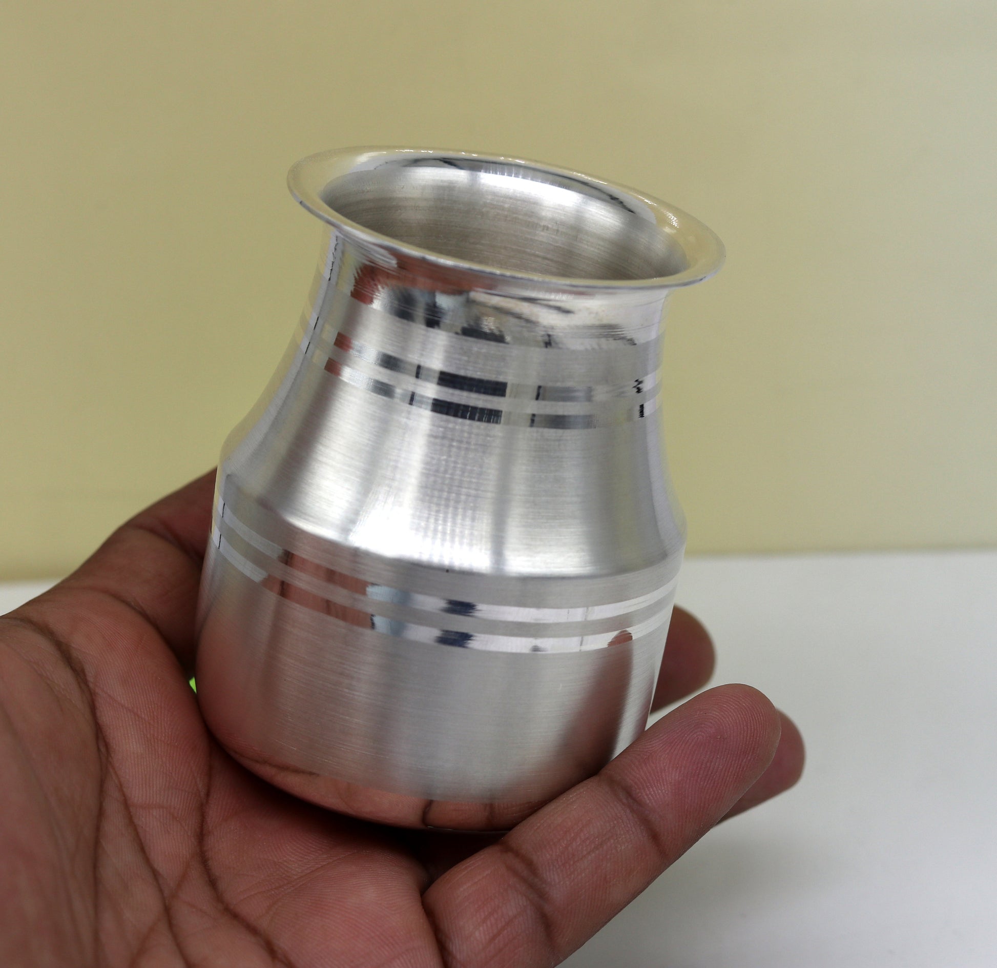 999 fine pure silver handmade solid kalash/lota, excellent silver tunmbler, silver vessels flask utensils, gifting home puja art sv72 - TRIBAL ORNAMENTS