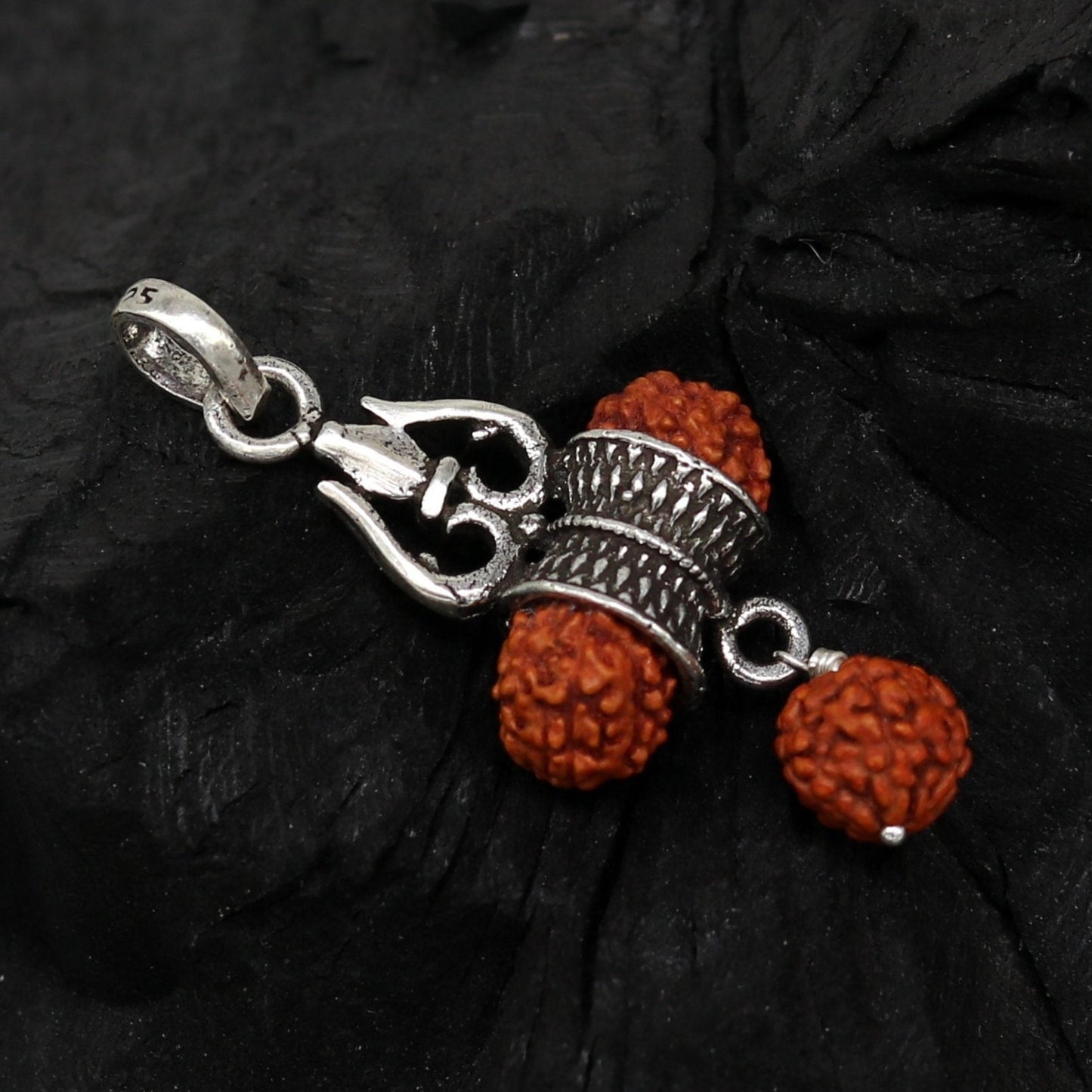 925 sterling silver lord shiva trident pendant, amazing customized Rudraksha oxidized tribal belly dance personalized jewelry ssp323 - TRIBAL ORNAMENTS