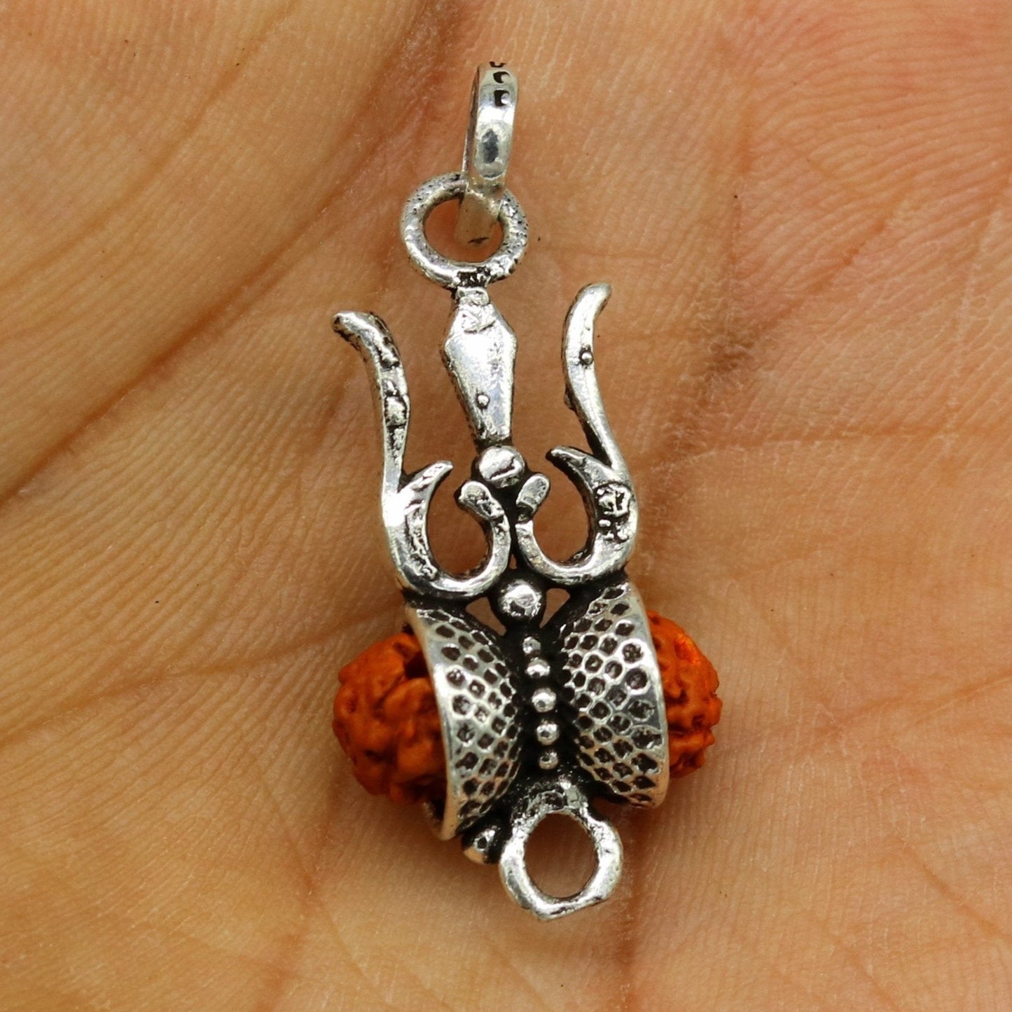 925 sterling silver lord shiva trident pendant, amazing customized Rudraksha trishul tribal belly dance personalized jewelry ssp324 - TRIBAL ORNAMENTS