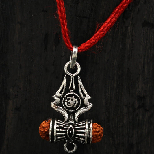 925 sterling silver lord shiva trident pendant, amazing customized Rudraksha trishul tribal belly dance personalized jewelry ssp322 - TRIBAL ORNAMENTS