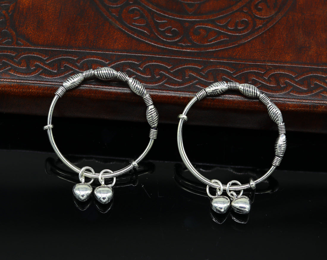 925 sterling silver handmade beaded vintage design adjustable charm baby bangles kada, silver new born kids jewelry, pretty gifts bbk64 - TRIBAL ORNAMENTS