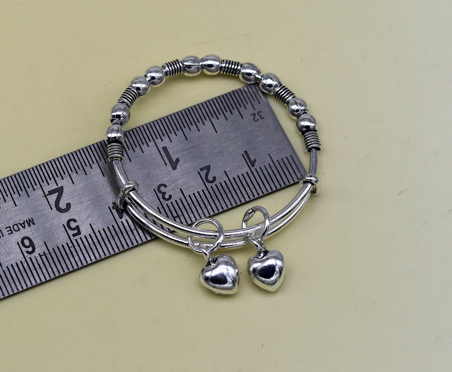 New fancy Beaded stylish 925 sterling silver adjustable charm baby bangles kada, silver new born kids jewelry, oxidized jewelry bbk68 - TRIBAL ORNAMENTS