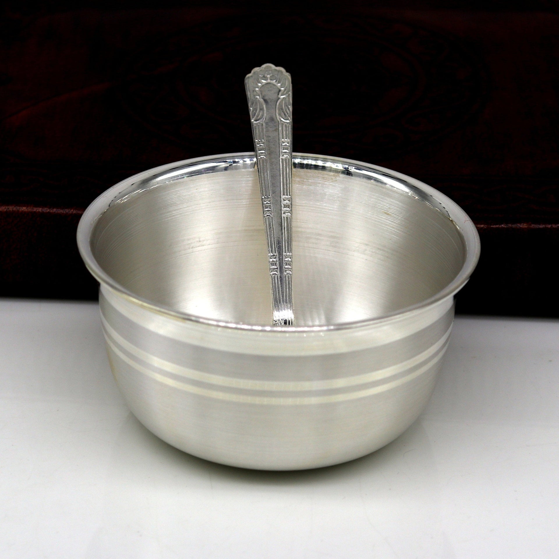 Handmade 99.9% Solid Pure Silver Baby Bowl With Small Spoon Silver Vessels,  Daily Use Silver Utensils for Your Healthy Baby or Kids Sv12 -  Norway