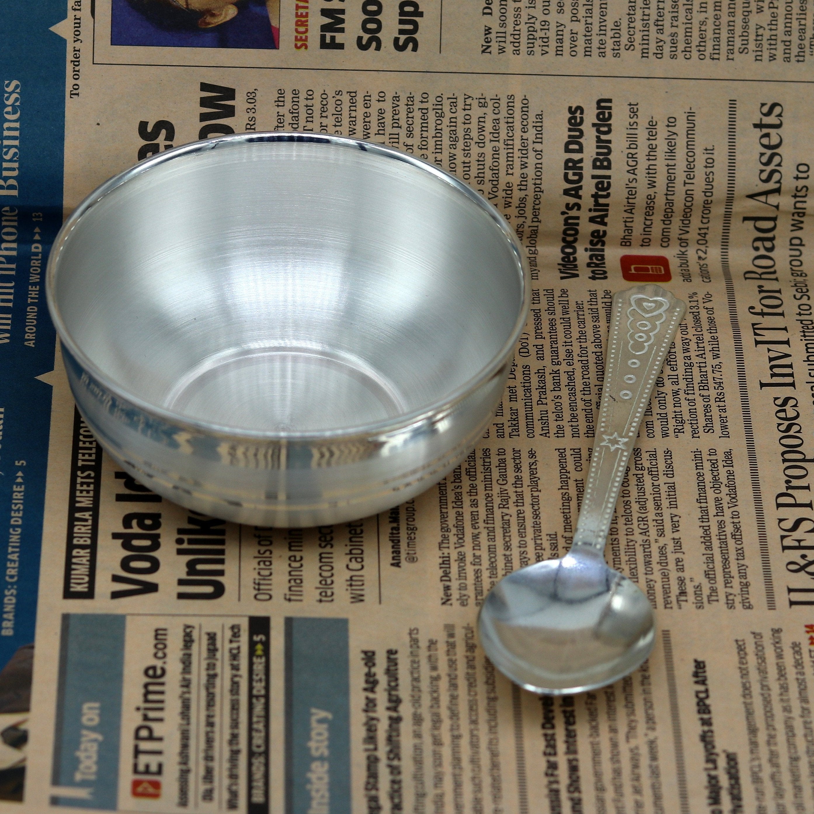 Pure silver bowl and spoon for baby price in on sale grt