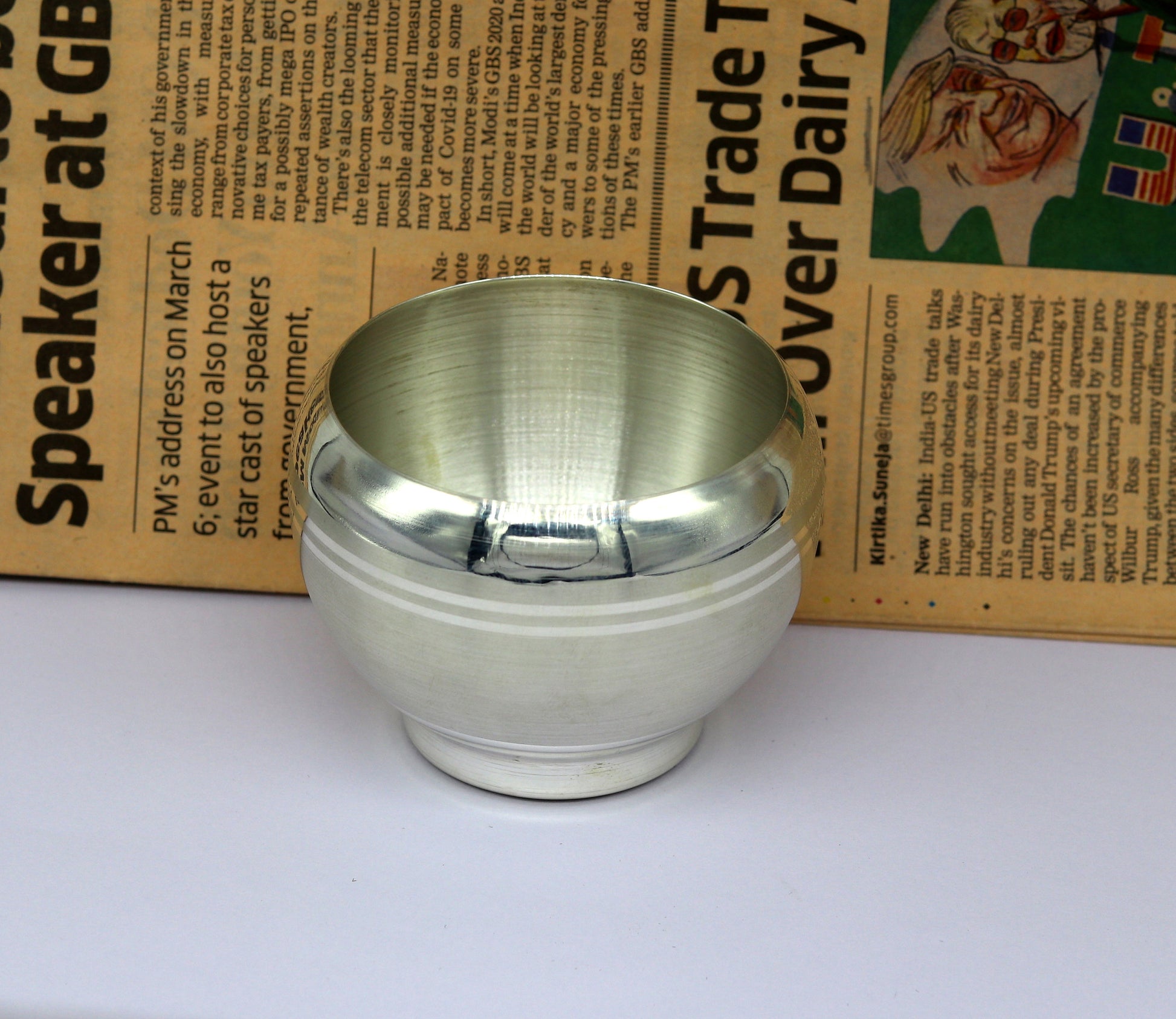 999 pure sterling silver handmade silver puja utensils bowl, silver vessel silver has antibacterial properties, stay healthy family sv95 - TRIBAL ORNAMENTS