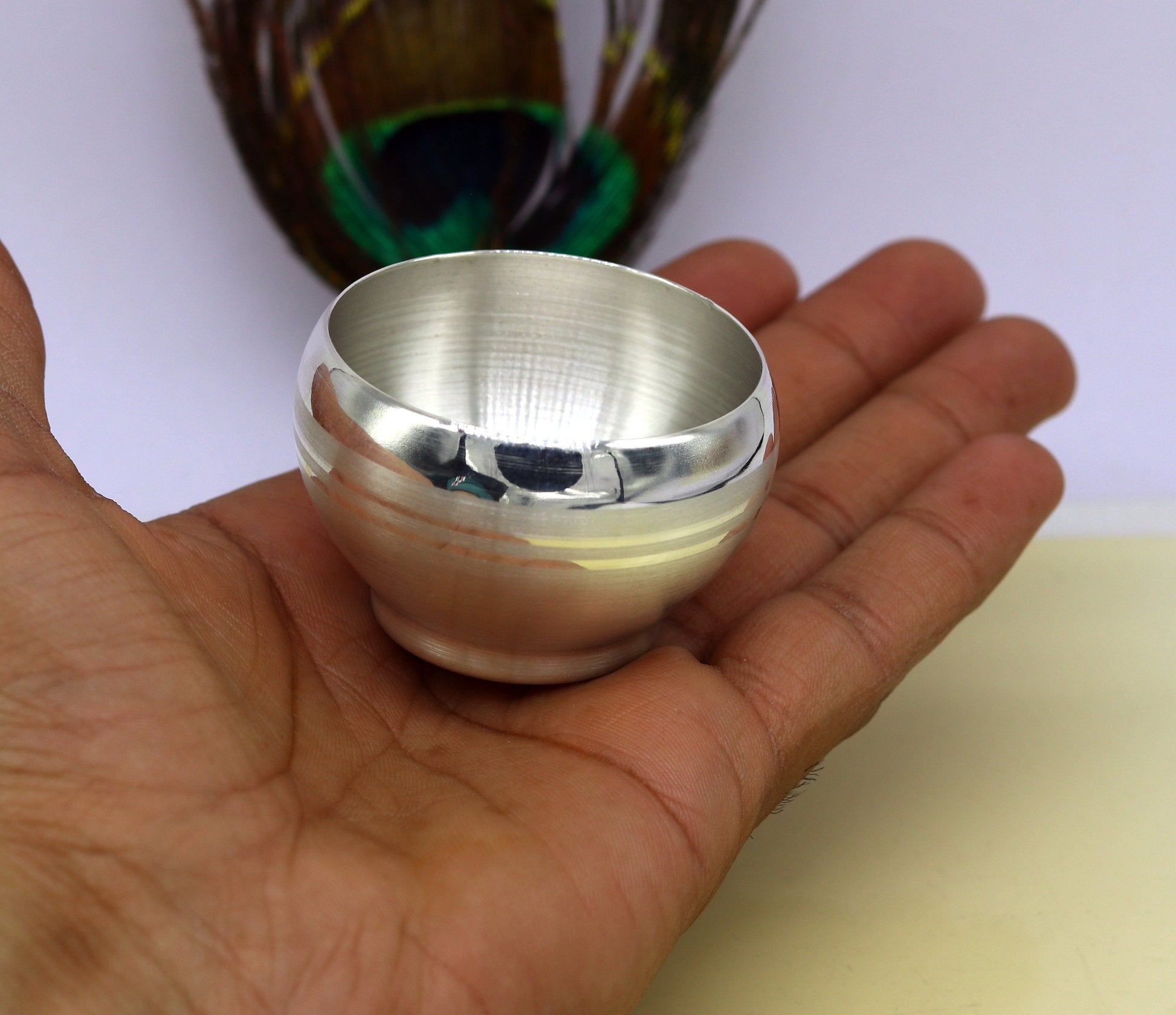 999 pure sterling silver handmade silver puja utensils bowl/tumbler silver vessel, silver article/ accessories, healthy family gift sv97 - TRIBAL ORNAMENTS