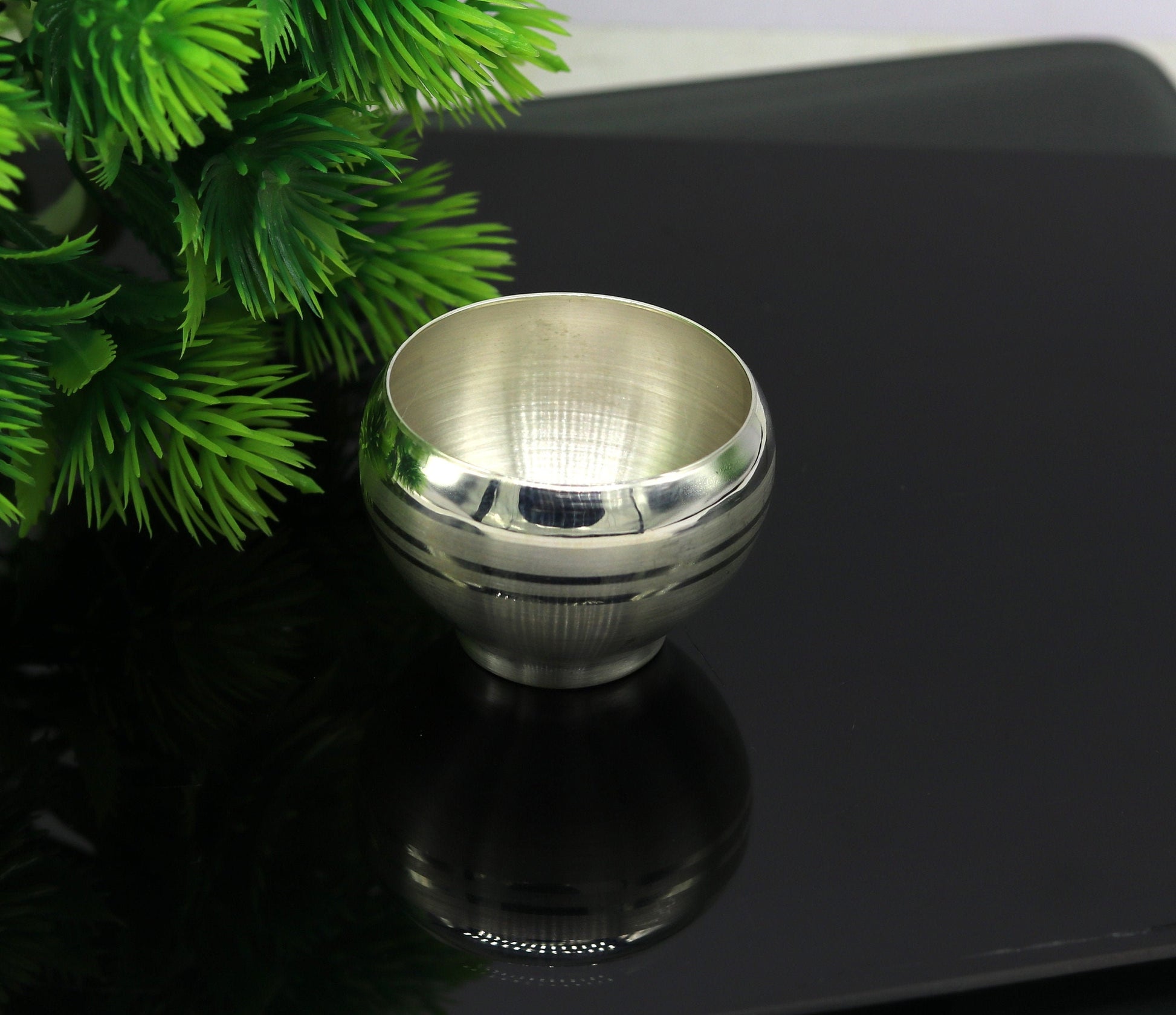 999 fine silver handmade small silver utensils bowl/tumbler silver vessel, silver article puja art accessories, healthy family gift sv259 - TRIBAL ORNAMENTS