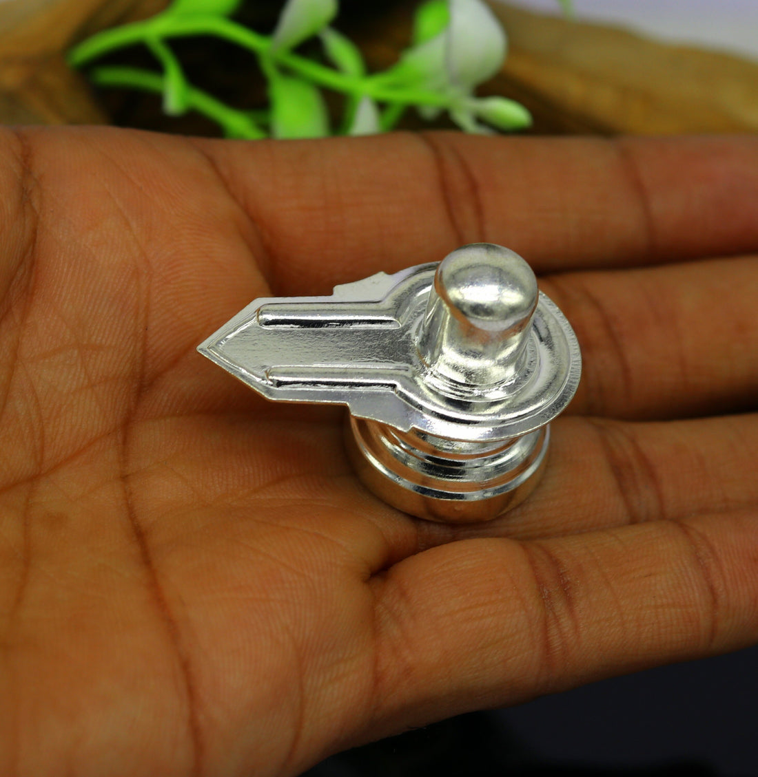 925 sterling silver handmade small shivalingam, silver shivling puja utensils, home temple decor silver article accessories india art75 - TRIBAL ORNAMENTS
