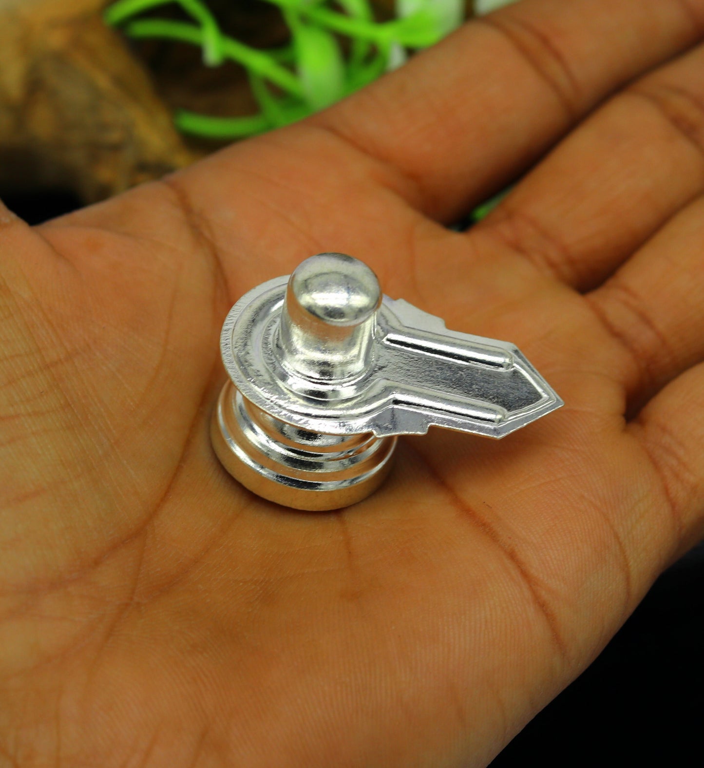 925 sterling silver handmade small shivalingam, silver shivling puja utensils, home temple decor silver article accessories india art75 - TRIBAL ORNAMENTS