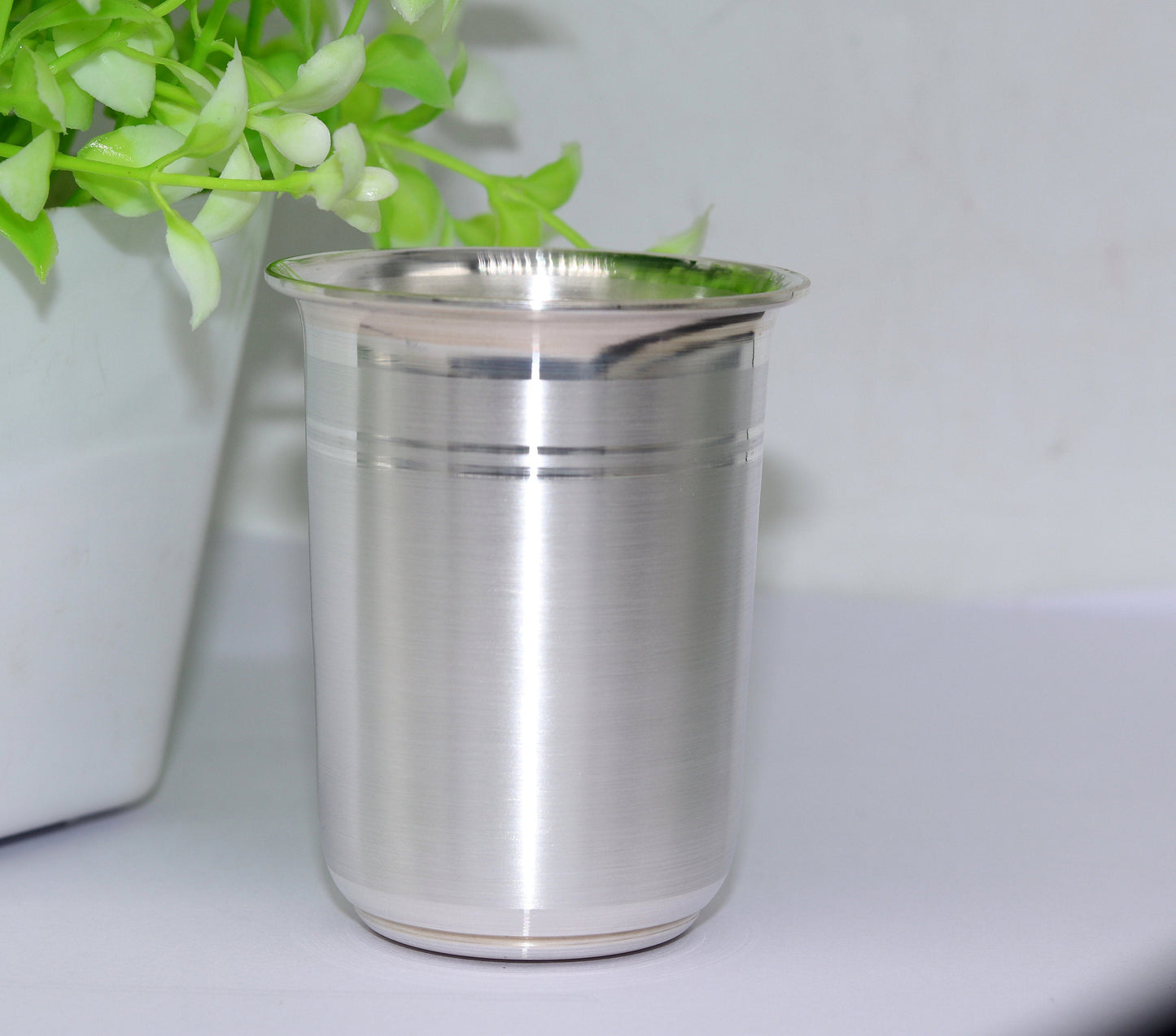 999 Fine silver handmade solid water milk tumbler glass, bowl , flask. baby water tumbler for stay healthy, silver vessels ,utensils sv77 - TRIBAL ORNAMENTS