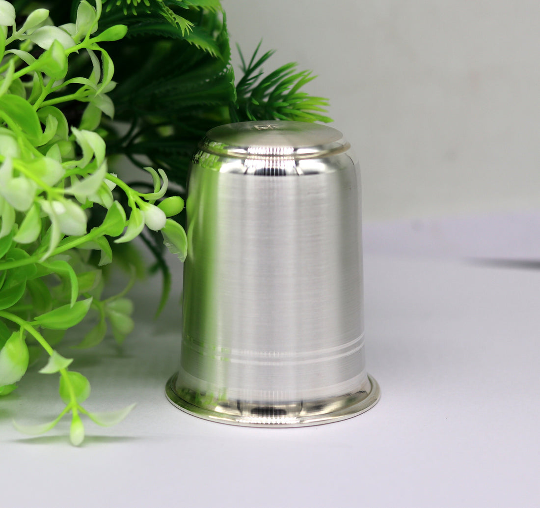 999 Fine silver handmade solid water milk tumbler glass, flask. baby water tumbler for stay healthy, silver utensils for rice ceremony sv77 - TRIBAL ORNAMENTS