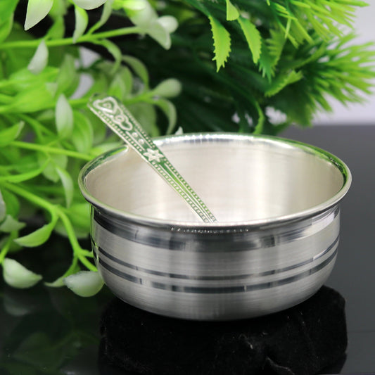 Plain design handmade 999 solid silver bowl, silver vessels, silver utensils, solid silver baby bowl for medical use for health gifting sv80 - TRIBAL ORNAMENTS