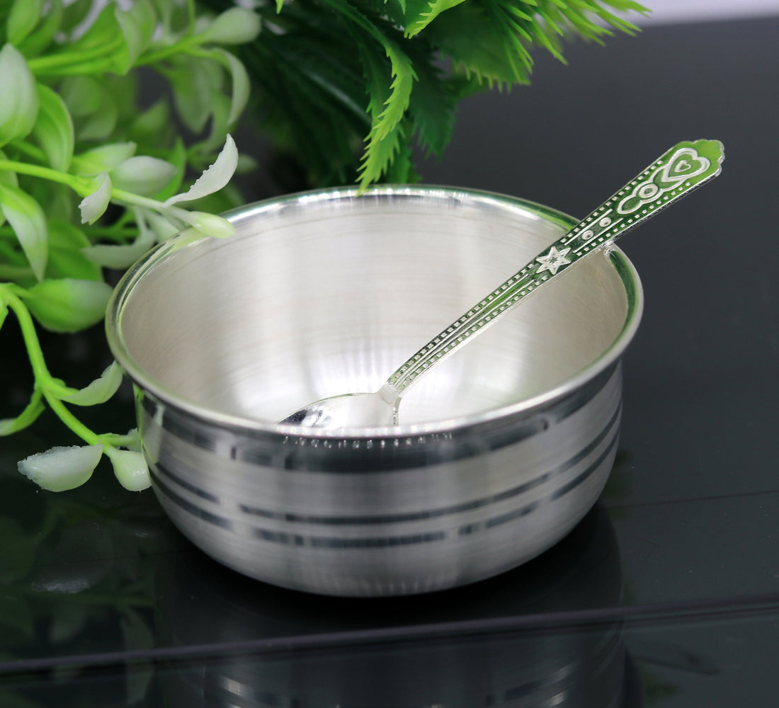 Plain design handmade 999 solid silver bowl, silver vessels, silver utensils, solid silver baby bowl for medical use for health gifting sv80 - TRIBAL ORNAMENTS