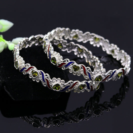 925 sterling silver handmade Customized vintage design bangle, amazing stone stylish bangle excellent bridesmaid tribal jewelry nba80 - TRIBAL ORNAMENTS