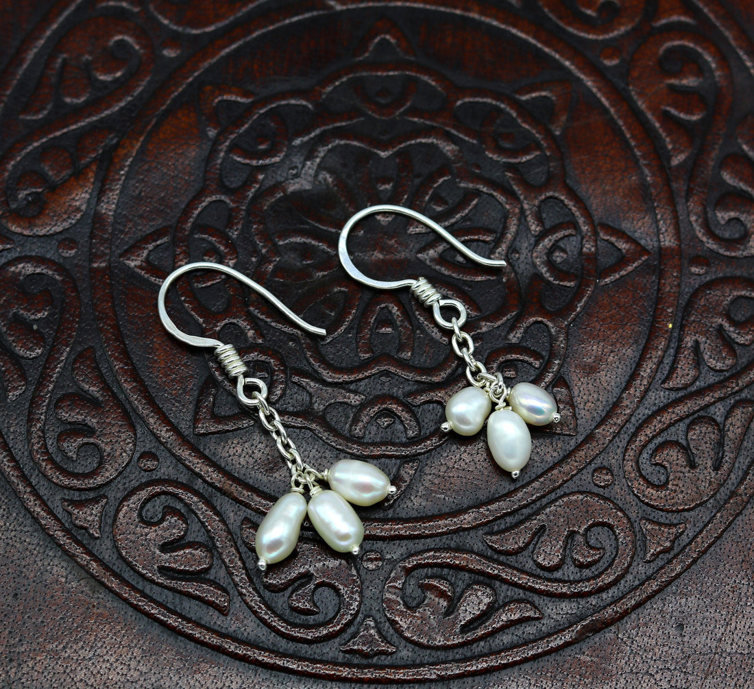 925 sterling silver customized fancy stylish hoops earring, fabulous tiny fresh water pearl earring amazing bridesmaid pearl earring ear481 - TRIBAL ORNAMENTS