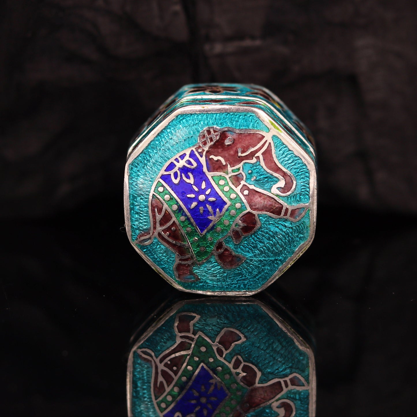 925 Sterling silver trinket box, jewelry box, earring ring box, small box, casket box, silver container, enamel work sindoor box stb36 - TRIBAL ORNAMENTS