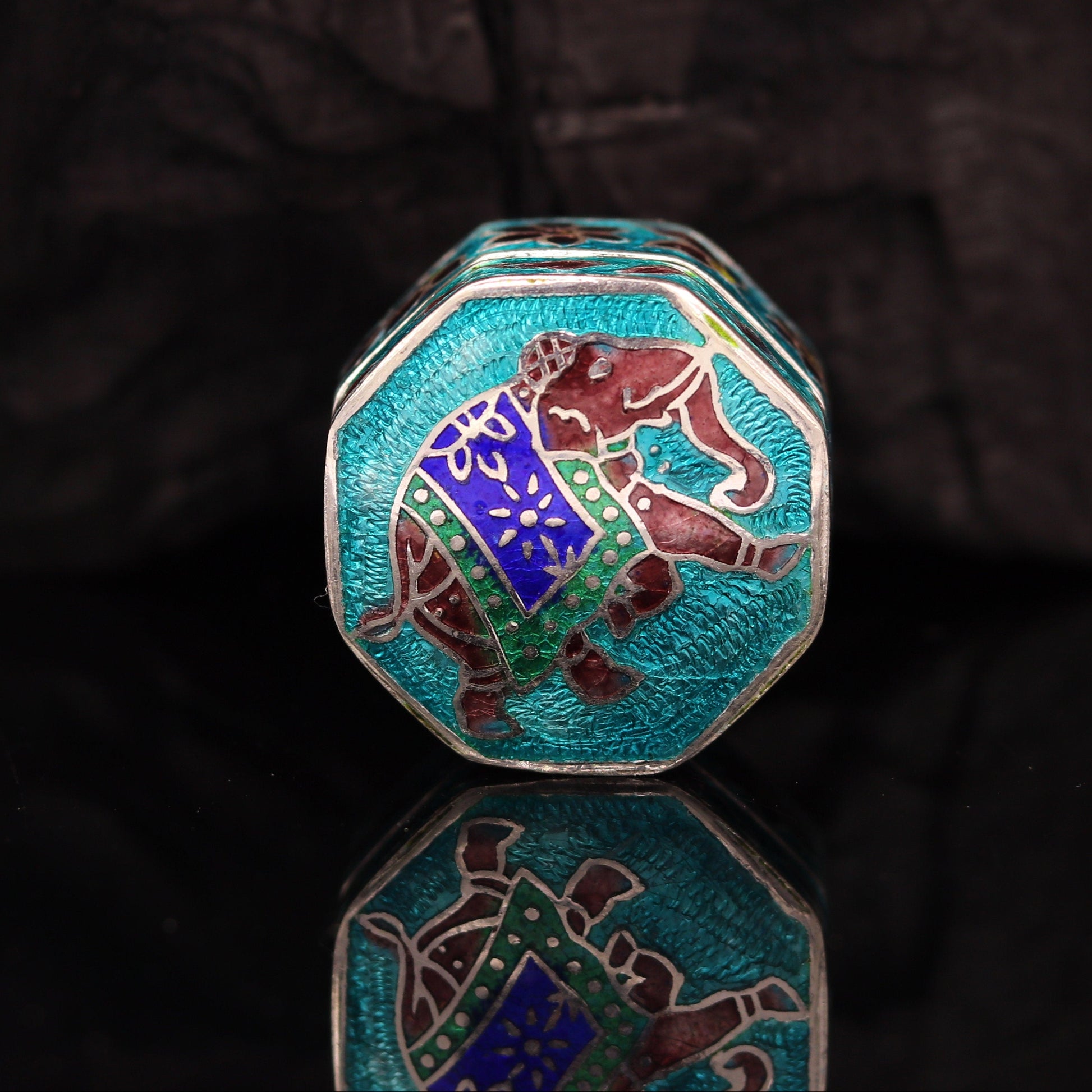 925 Sterling silver trinket box, jewelry box, earring ring box, small box, casket box, silver container, enamel work sindoor box stb36 - TRIBAL ORNAMENTS
