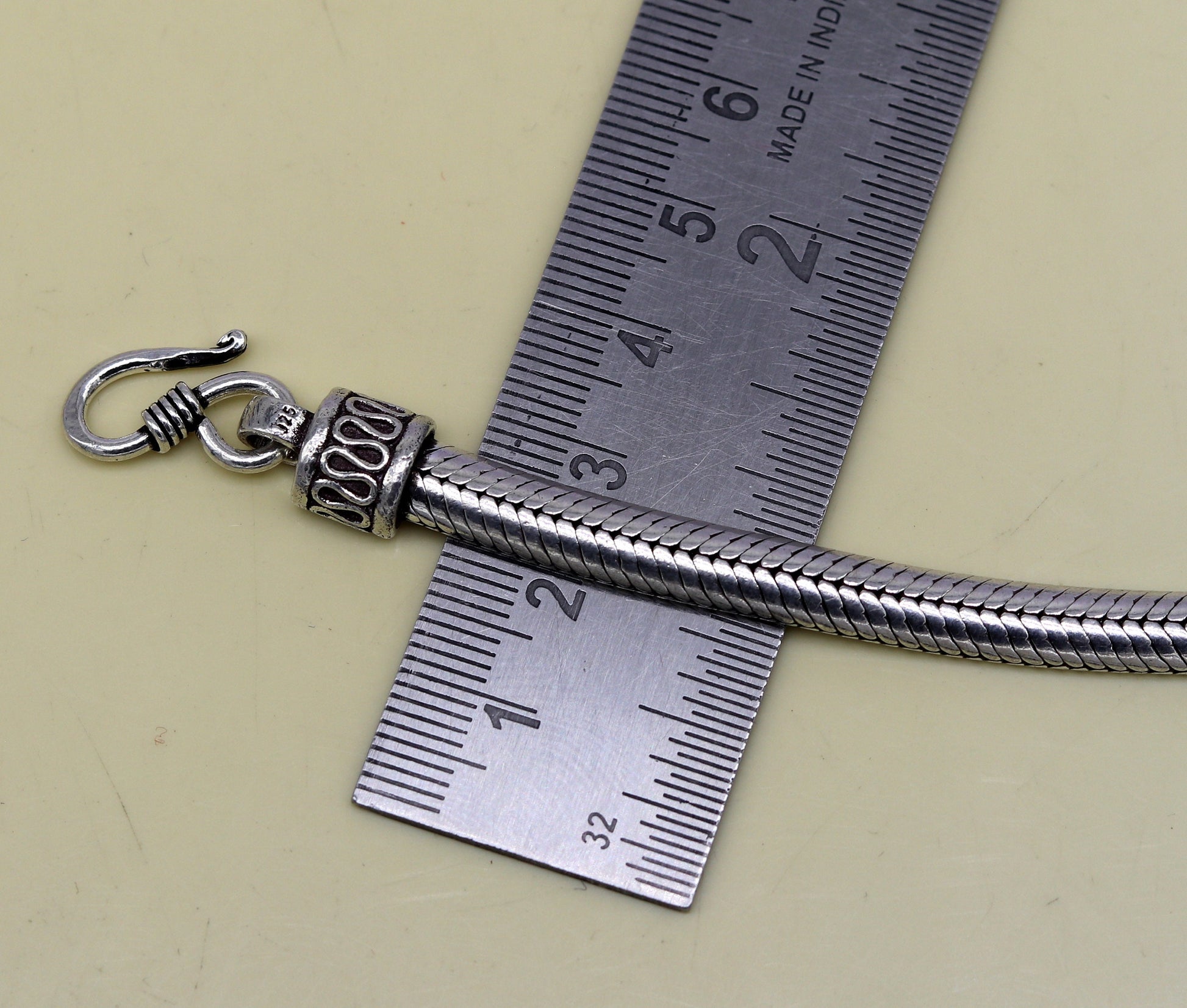 8" 6 mm  925 sterling silver handmade vintage design snake chain style half round D shape bracelet, customized stylish  unisex gift nsbr207 - TRIBAL ORNAMENTS