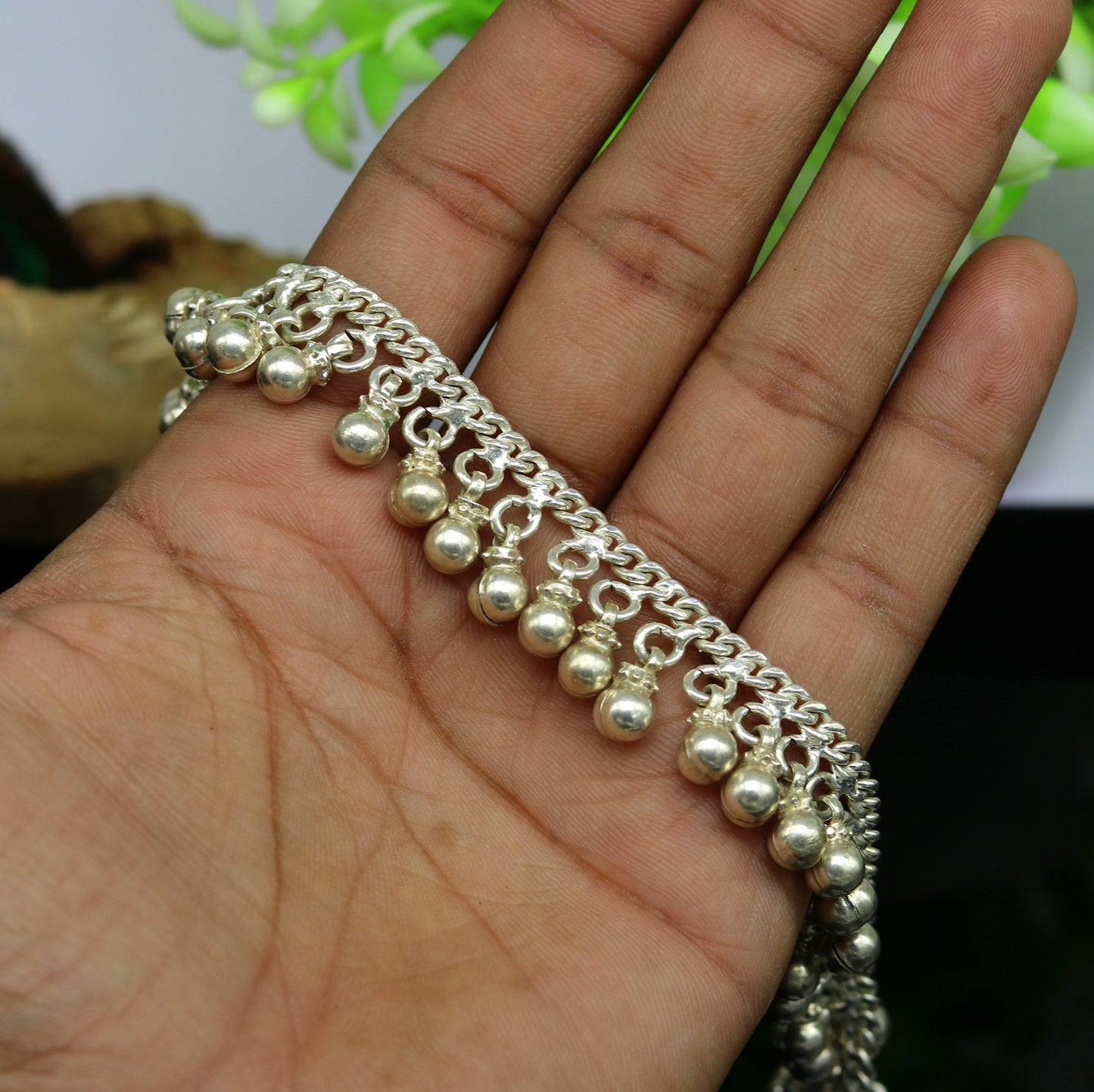 Solid sterling silver handmade vintage antique noisy single anklet ,amazing ethnic tribal ankle jewelry belly dance jewelry ank244 - TRIBAL ORNAMENTS