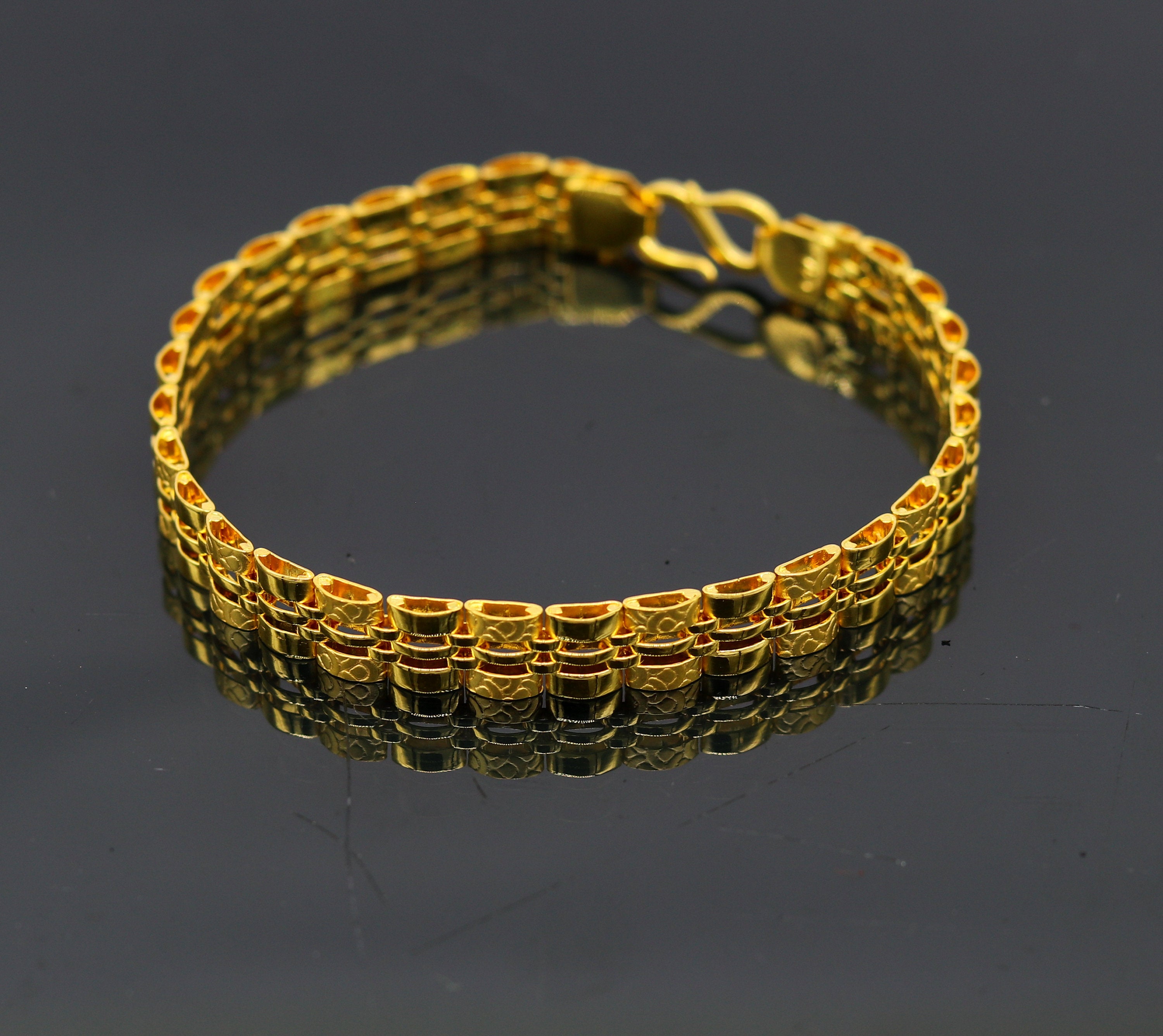 Pure 22kt yellow gold custom made diamond cut design fabulous flexible  bracelet best gift personalized gold fancy jewelry india br41  TRIBAL  ORNAMENTS