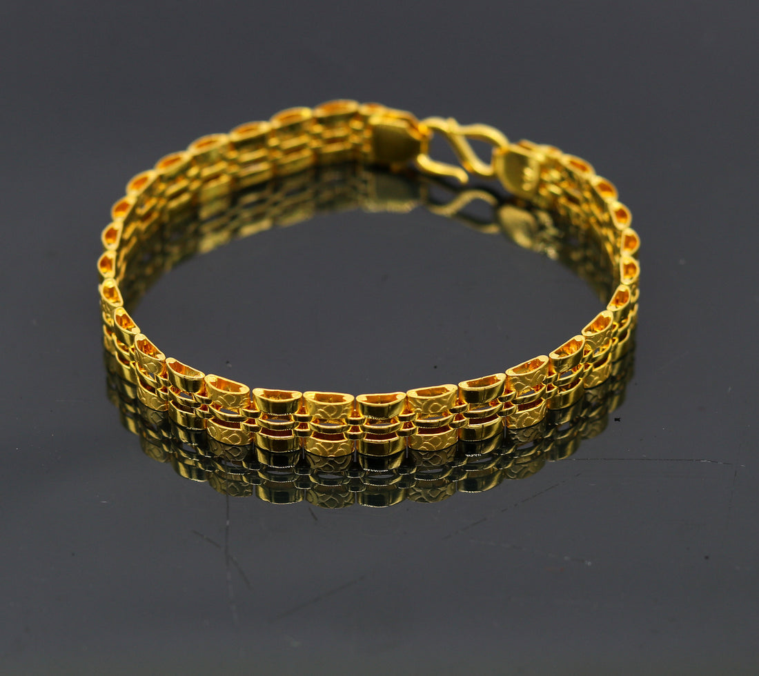 Pure 22kt yellow gold custom made diamond cut design fabulous flexible bracelet, best gift personalized gold fancy jewelry india br41 - TRIBAL ORNAMENTS