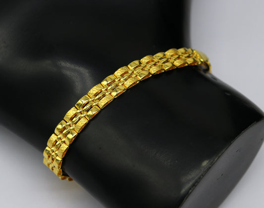 Pure 22kt yellow gold custom made diamond cut design fabulous flexible bracelet, best gift personalized gold fancy jewelry india br41 - TRIBAL ORNAMENTS