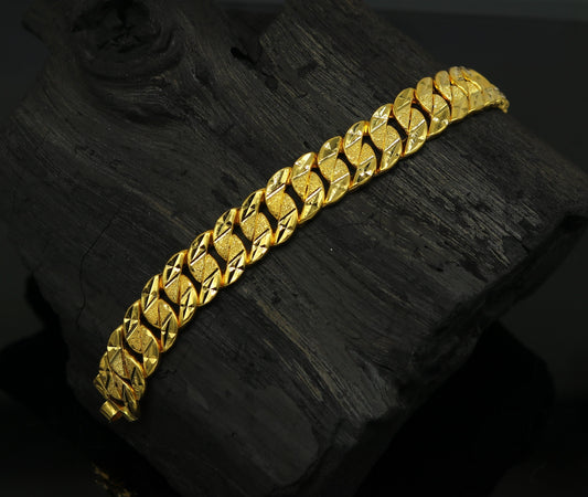 Amazing 22kt yellow gold custom made stylish design fabulous flexible bracelet, best gift unisex personalized gold fancy jewelry br48 - TRIBAL ORNAMENTS