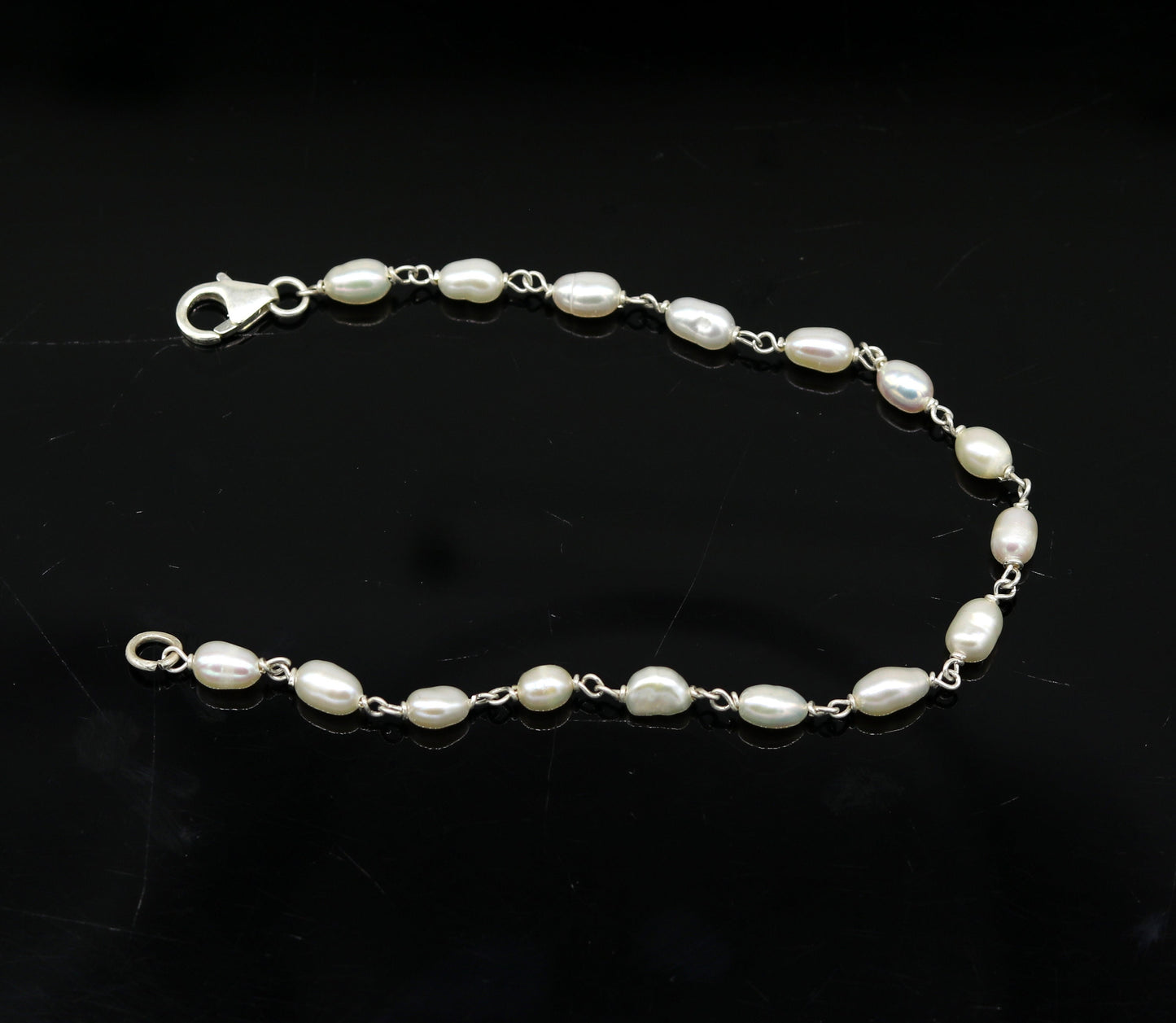 7.5" inches 925 sterling silver handmade customized beaded bracelet, awesome natural pearl unisex bracelet gifting jewelry for girls nsbr190 - TRIBAL ORNAMENTS