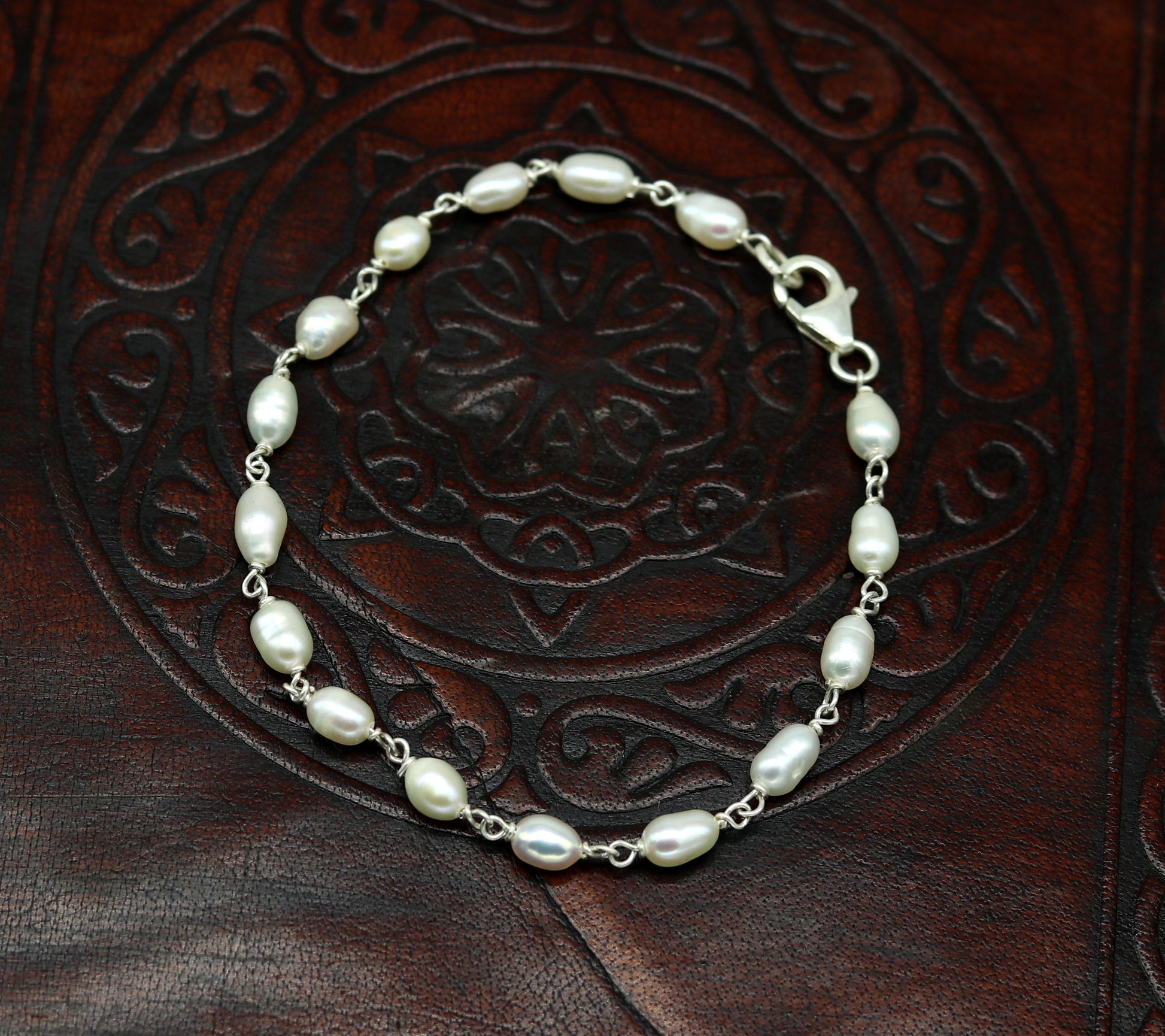 7.5" inches 925 sterling silver handmade customized beaded bracelet, awesome natural pearl unisex bracelet gifting jewelry for girls nsbr190 - TRIBAL ORNAMENTS