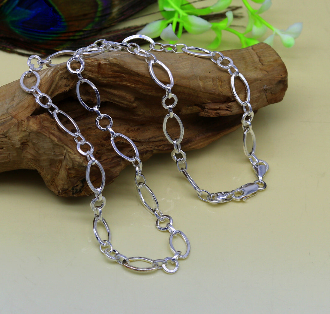 vintage unique design custom made 925 sterling silver chain necklace, 20" unisex gifts presents excellent dainty necklace from india ch94 - TRIBAL ORNAMENTS